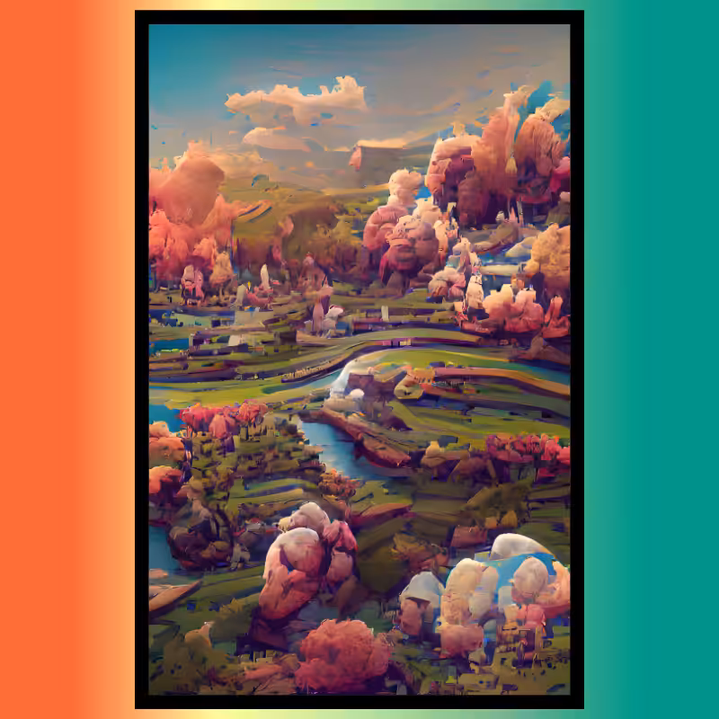 Framed landscape SciFy Art A.I #1