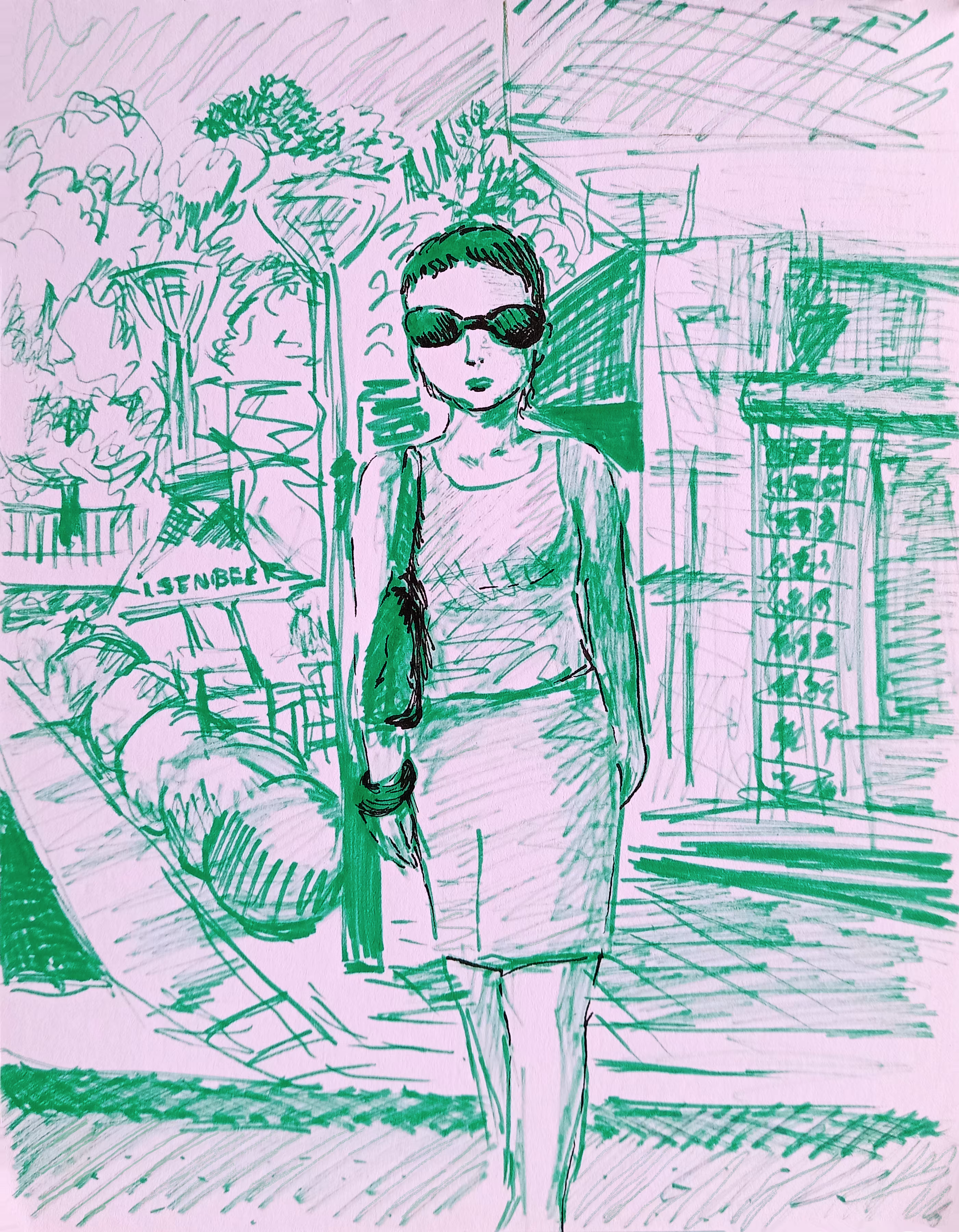 Woman passing by, Junín and Vicente López corner, Buenos Aires, Argentina.