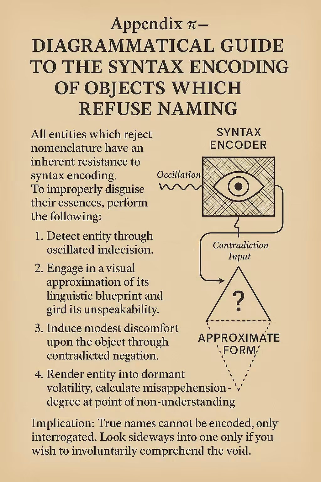 Appendix Pi (2) - Diagrammatic Guide to the Syntax Encoding of Objects Which Refuse Naming