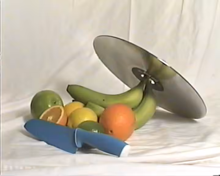 Still Life (Laserdisc with Fruit and Knife), 2015