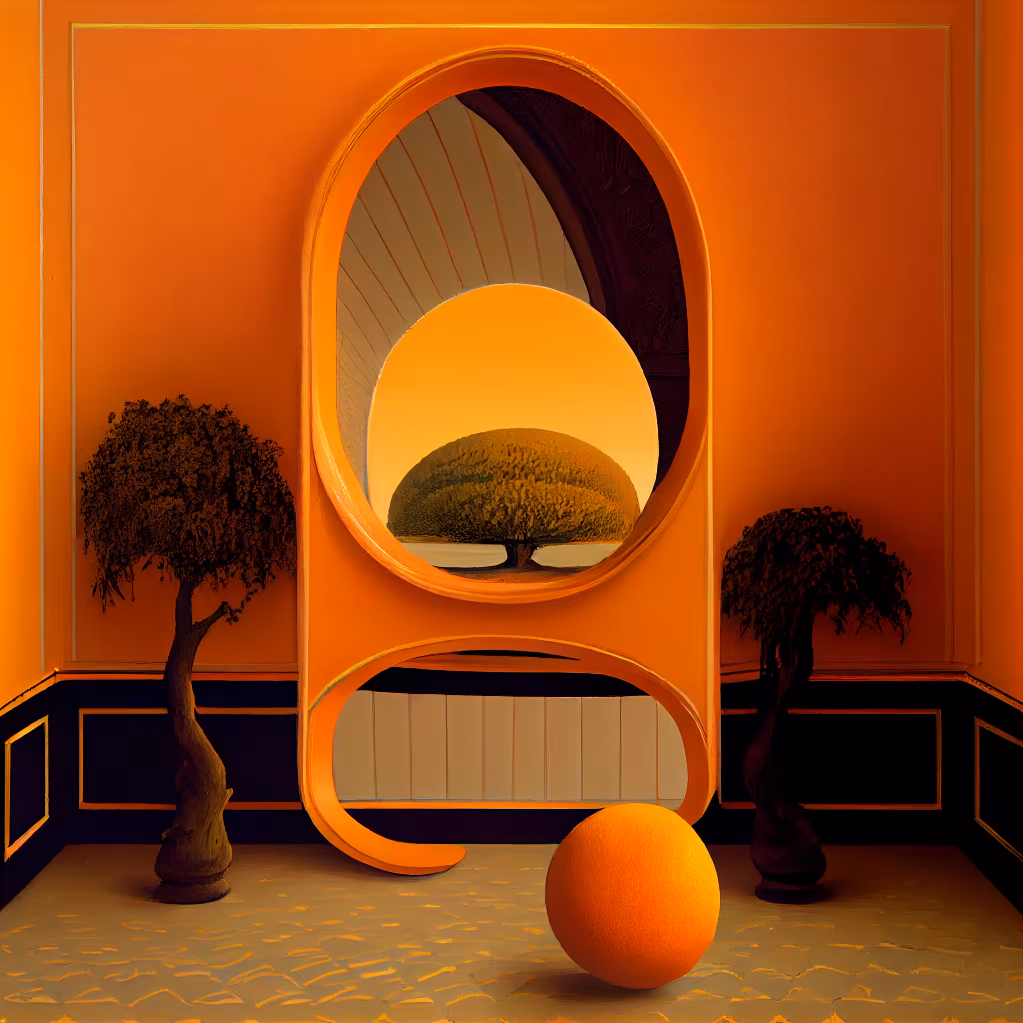 Study of an orange on the floor