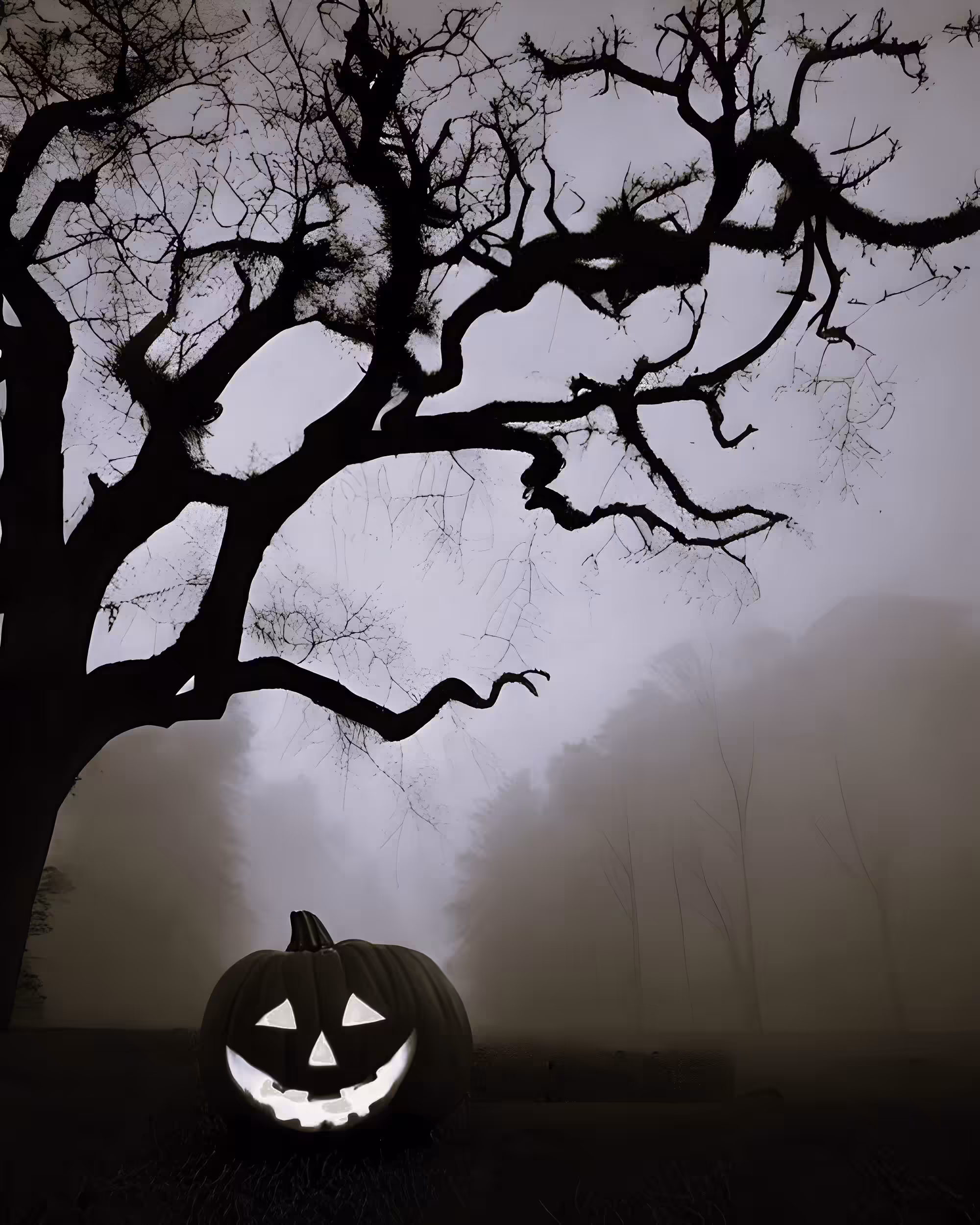 Giant Guardian: Jack-o'-Lantern in the Mist