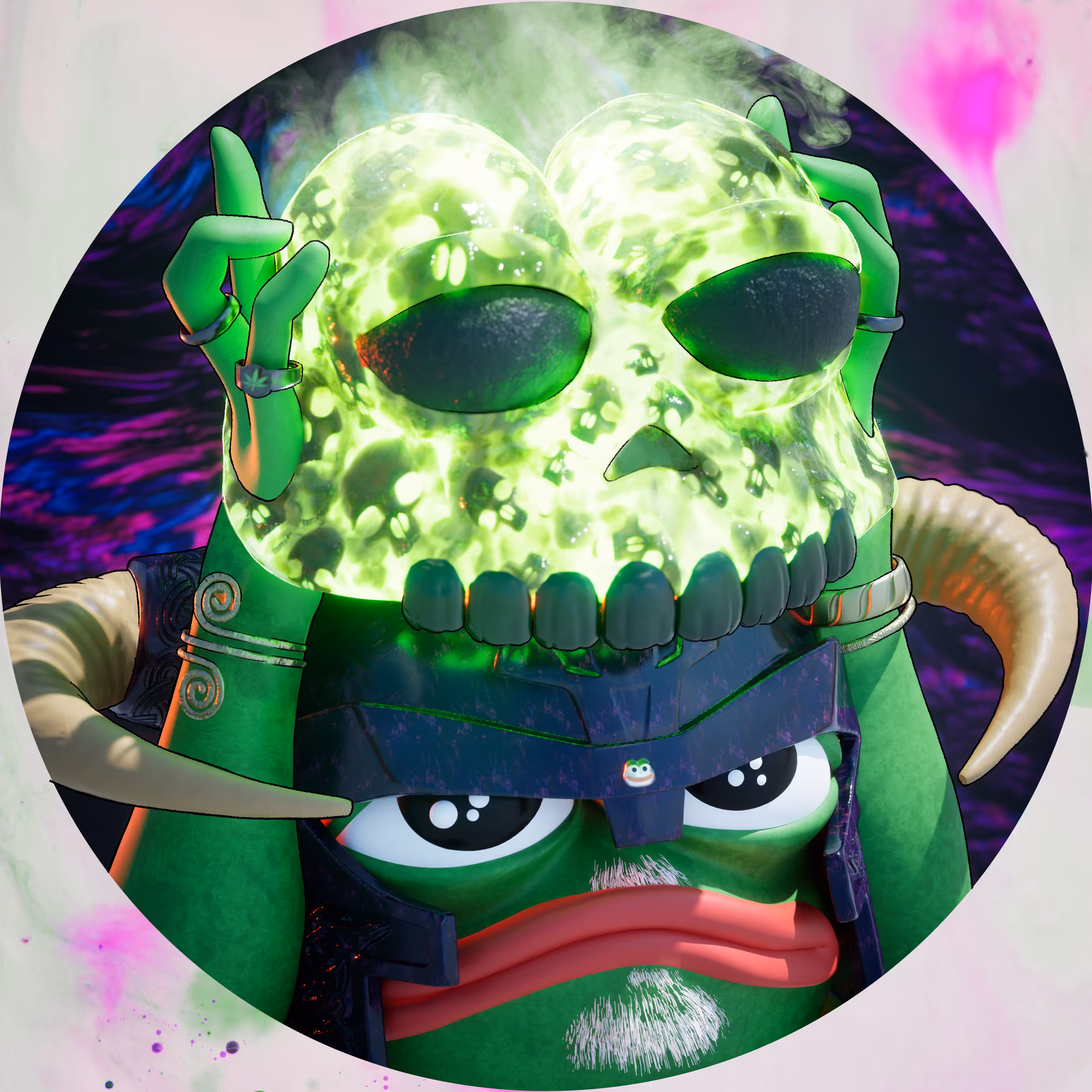 SKULLS OF PEPE 1/1: BARBARIC RADIANT SKULL
