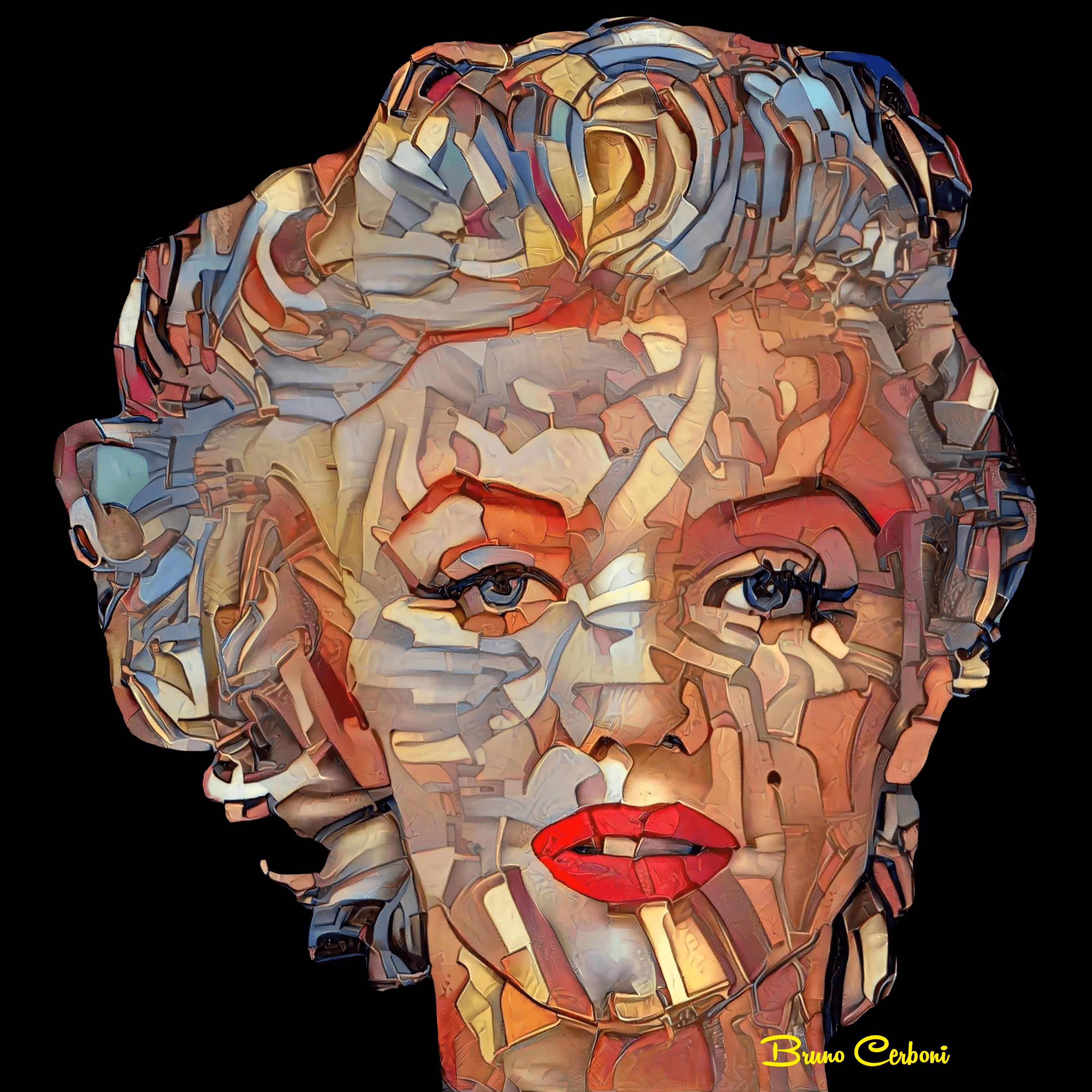 stainedglass portrait of Marylin Monroe
