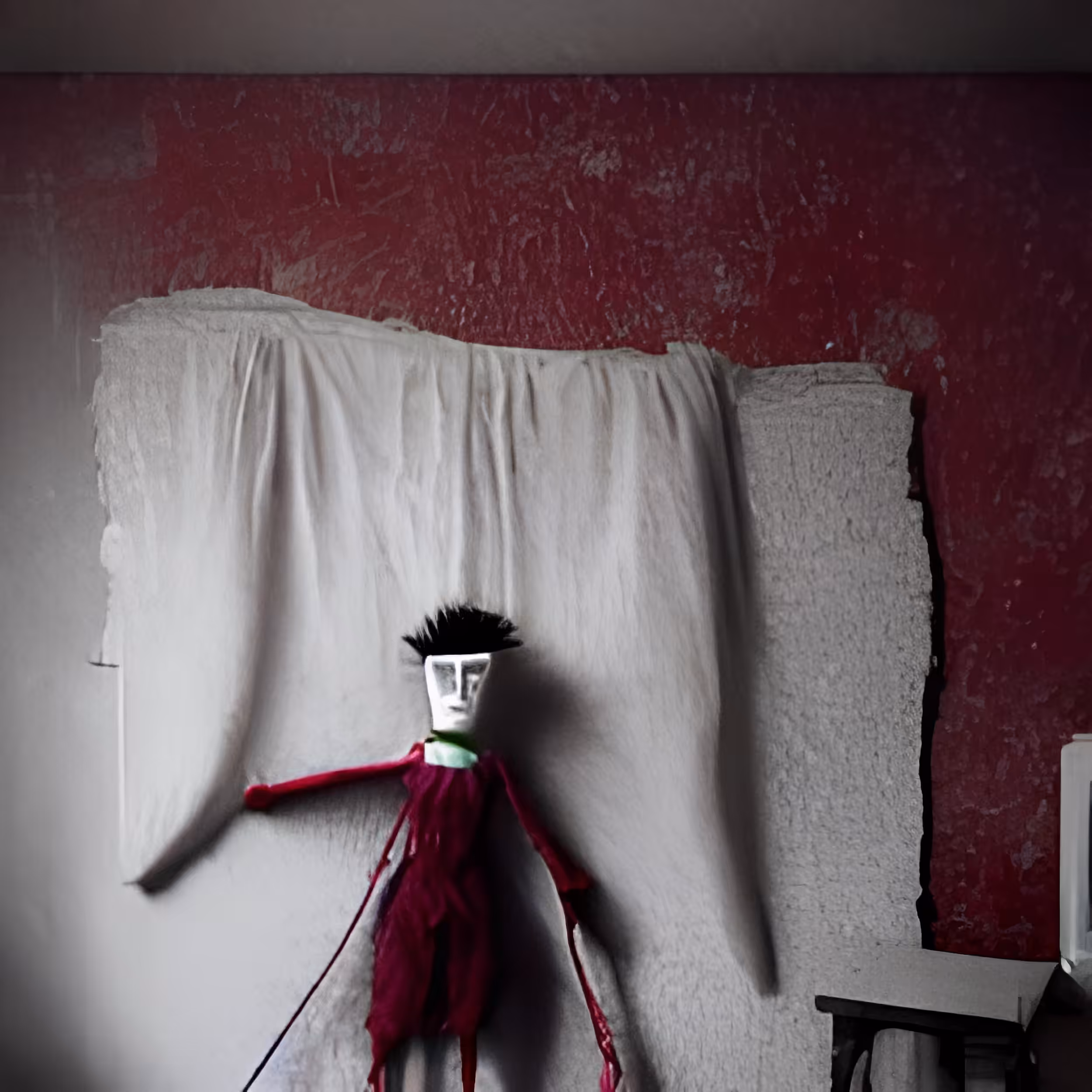 TOYS THAT WENT WRONG (my body is a rag my face is blurry my strings are broken, I was a rag puppet that no one played with, still here having my best pose on a show that never comes)