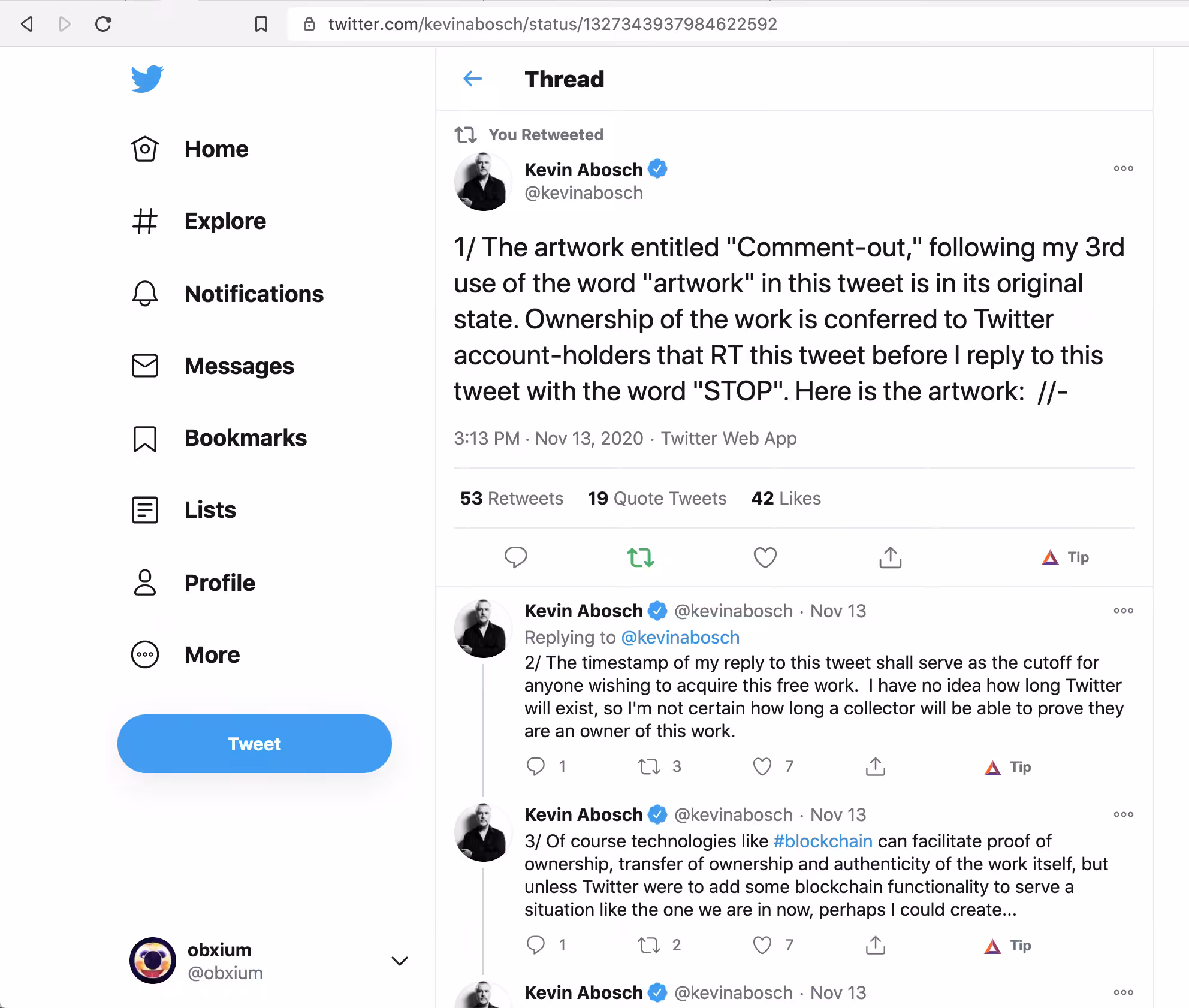 Proof Of Ownership for "Comment-out" by Kevin Abosch
