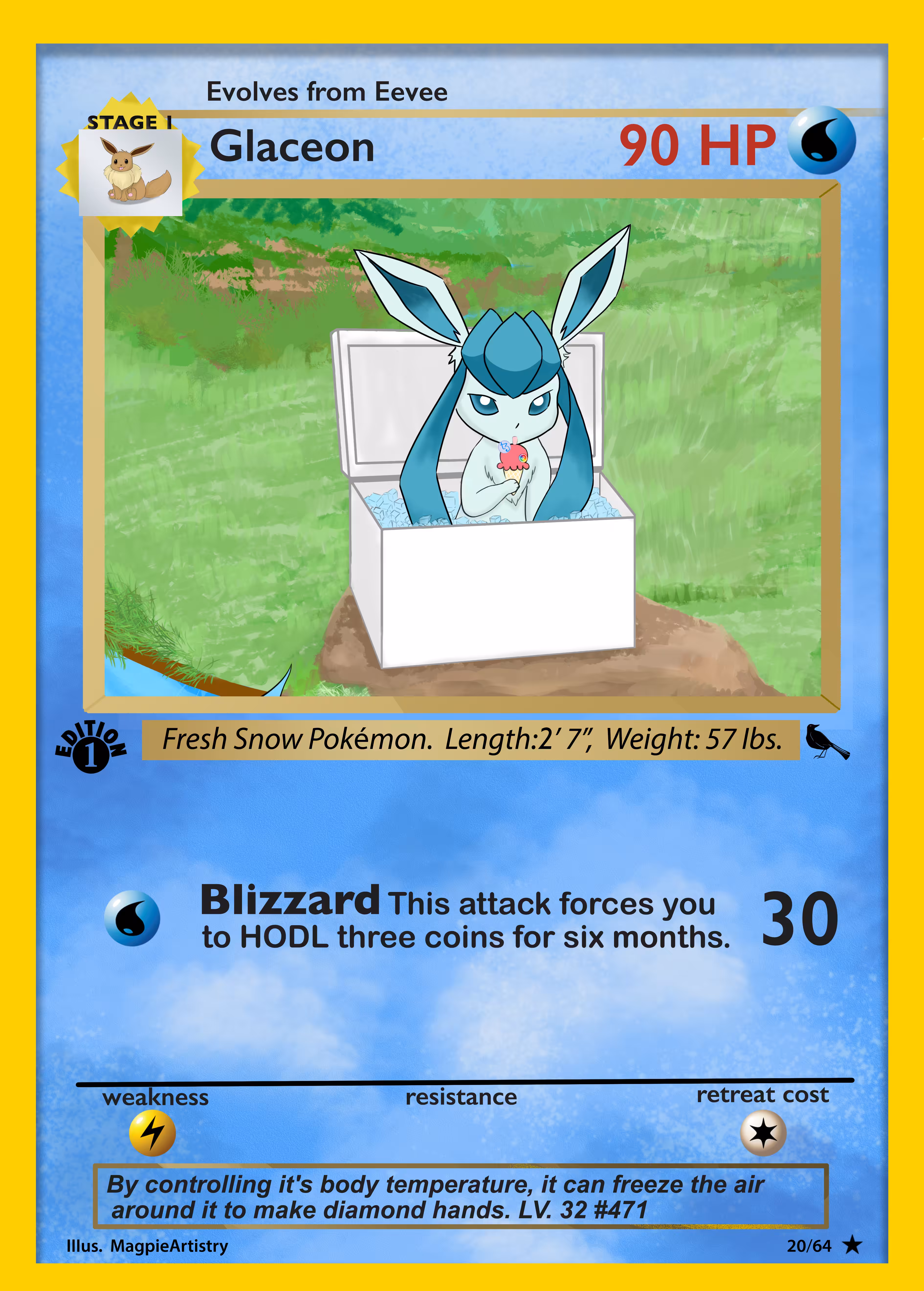 1st Edition Tezos Glaceon --CryptoMon Series 