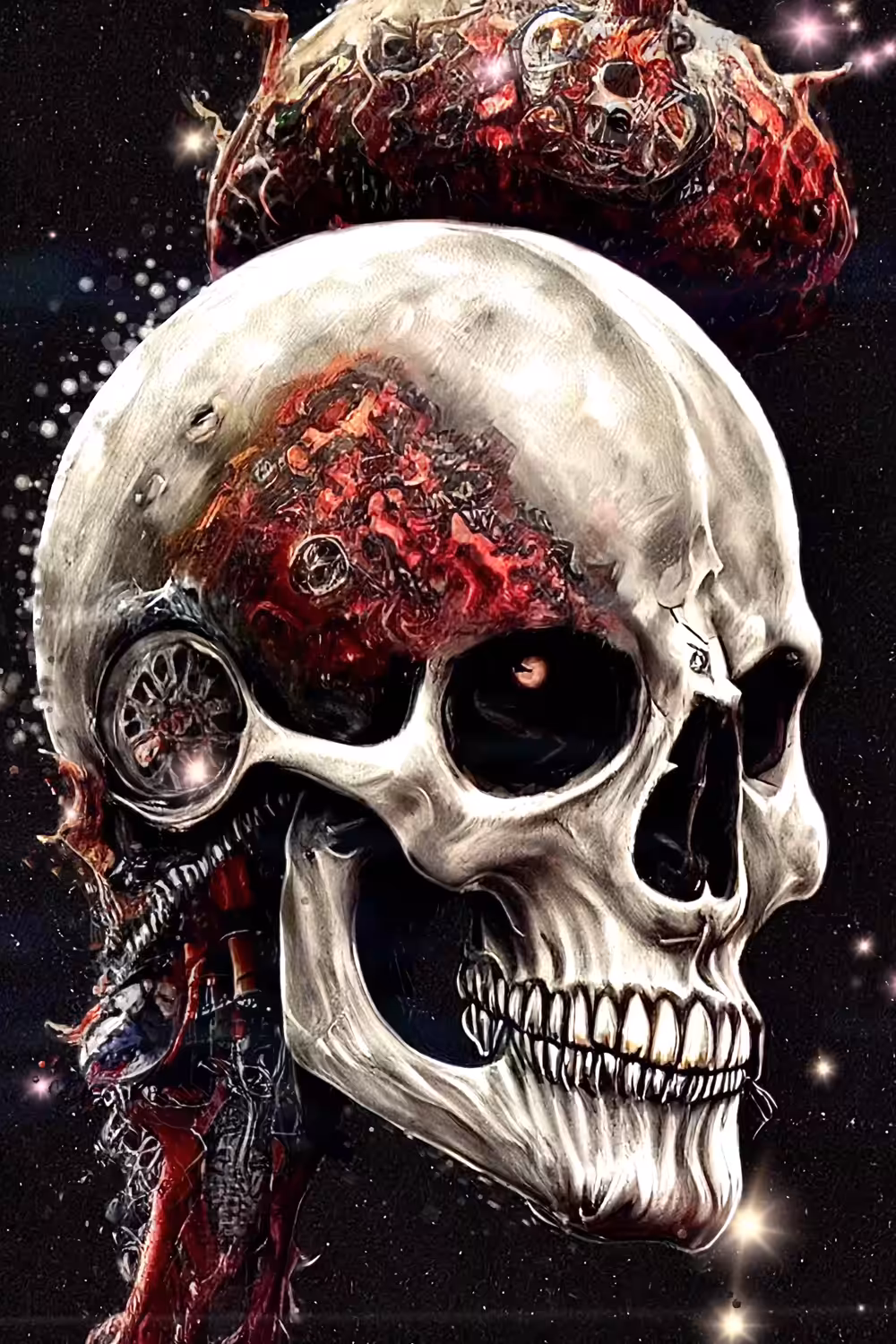 Alien bug infected skull