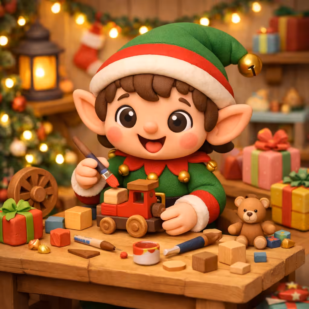Polymer Clay Elf Christmas Artwork