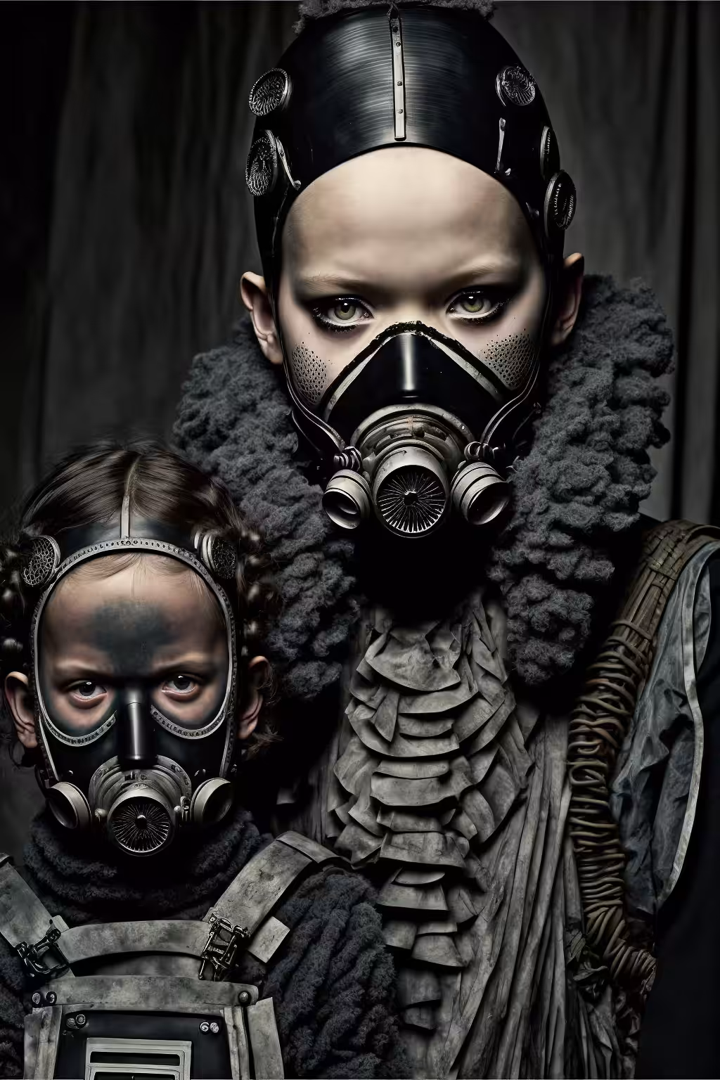 Matching family gas mask fashion