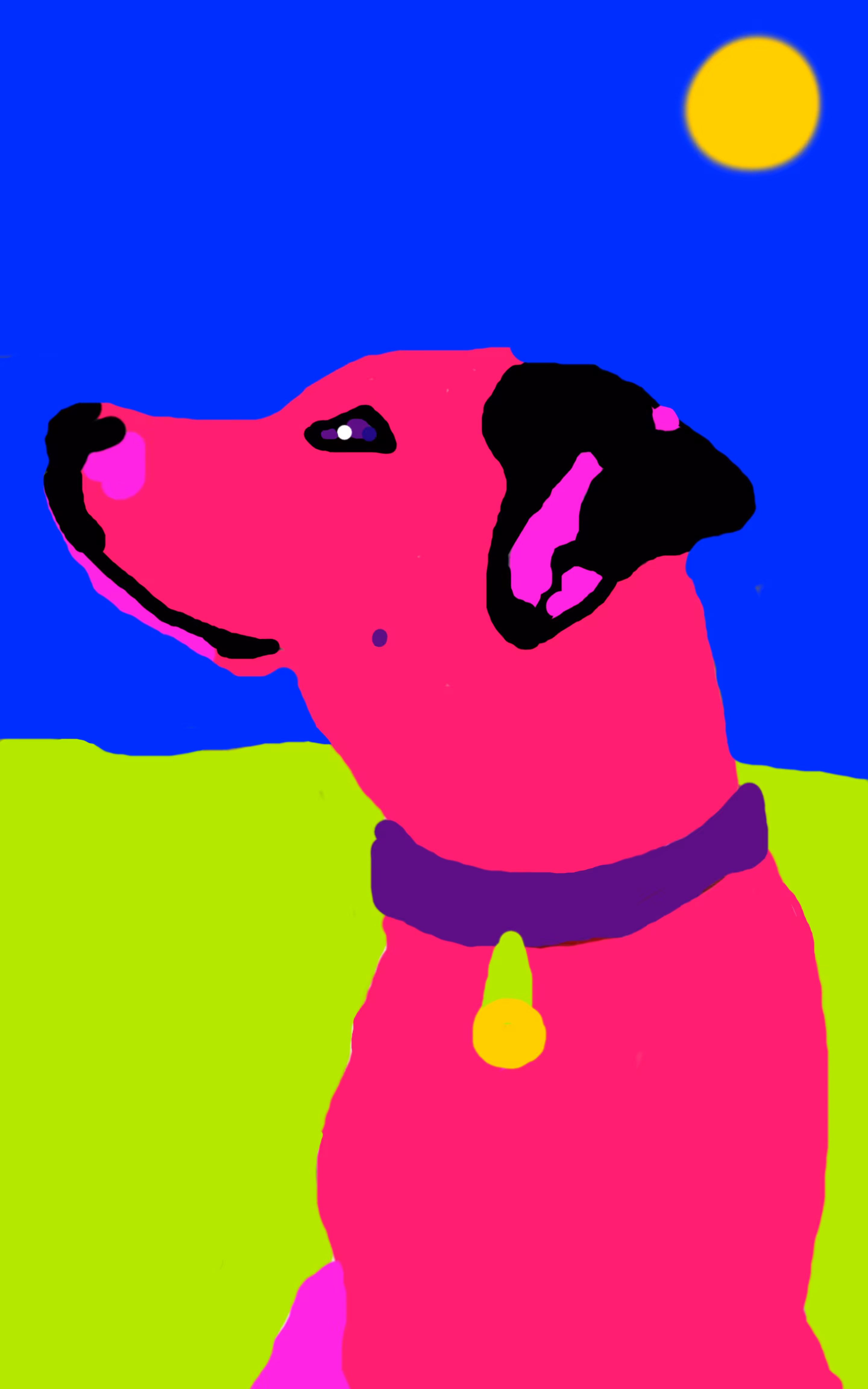 Tête de chien rose de profile 