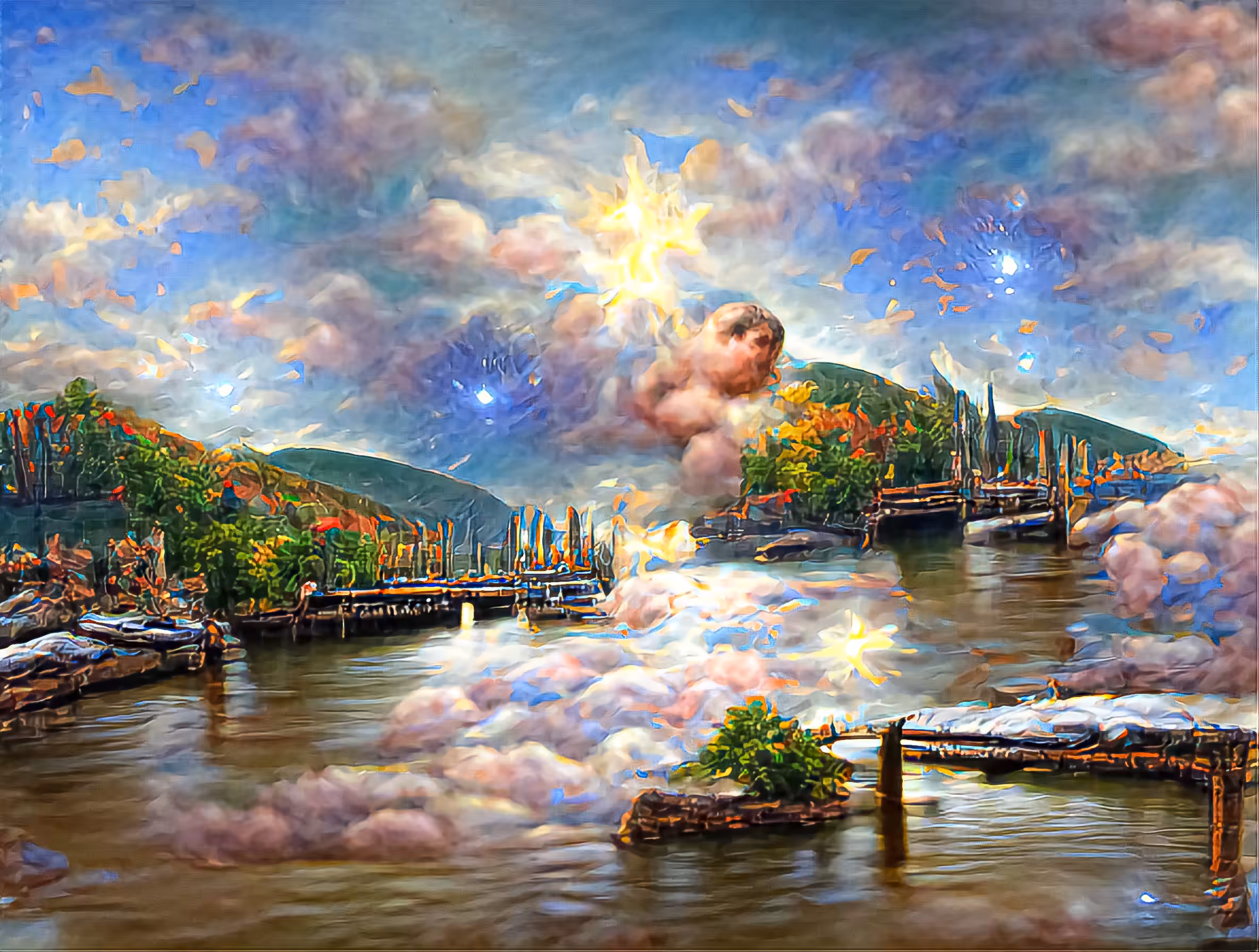 The clouds on the lake