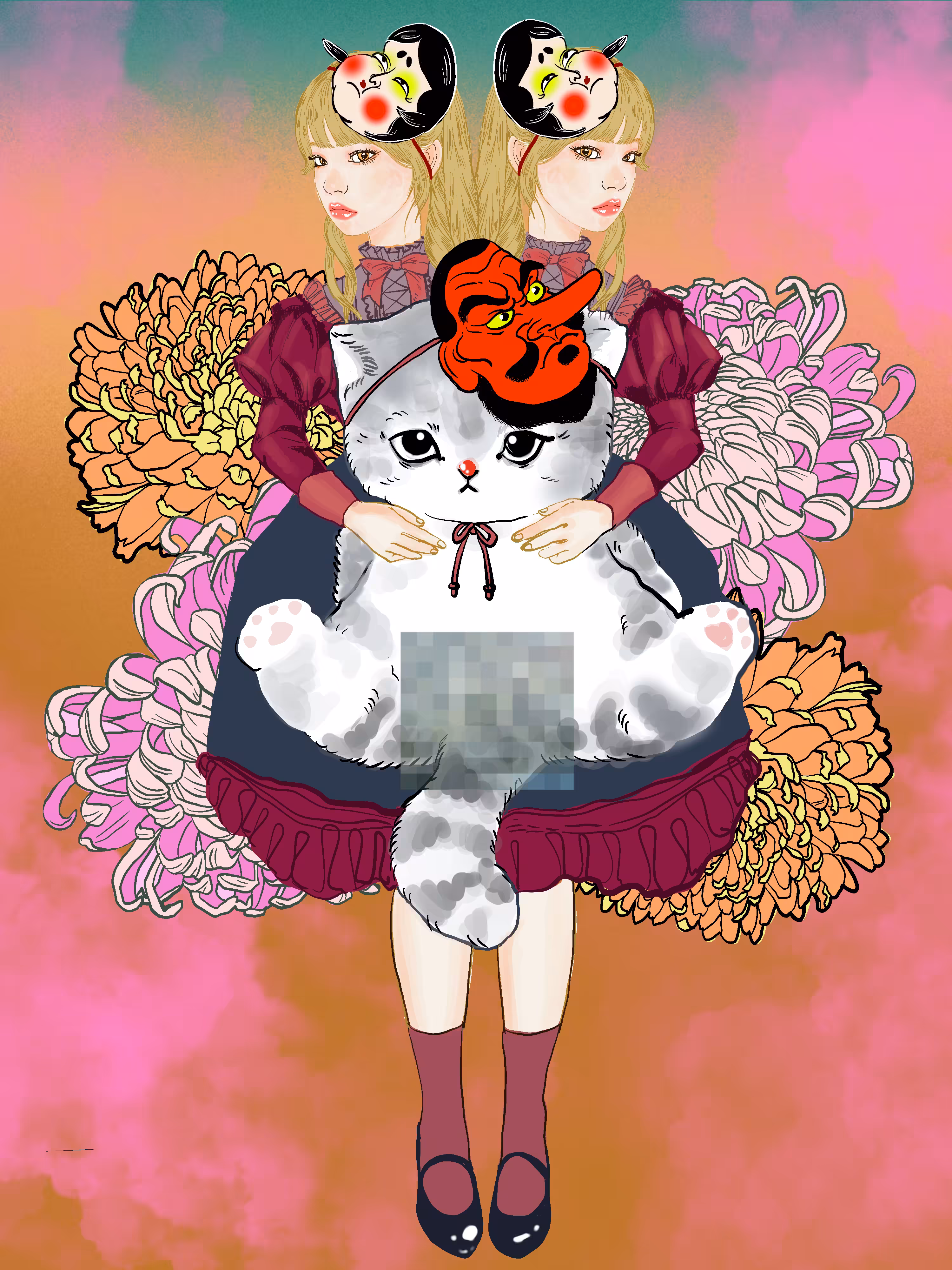 Twins of the world of ninjas and magic cats