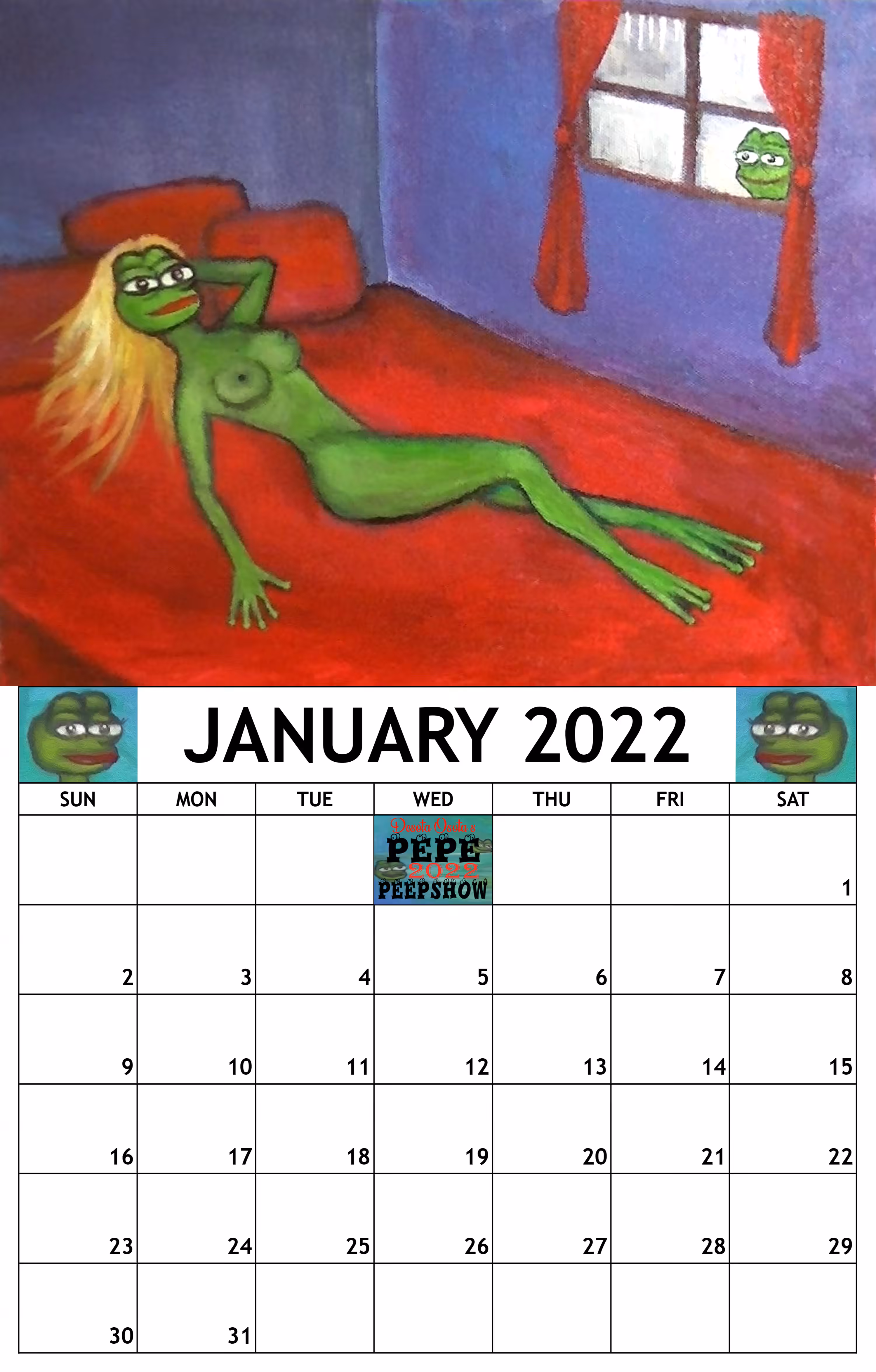 🐸🅿🅴🅿🅴🐸🅿🅴🅴🅿🆂🅷🅾🆆 2022 Calendar January