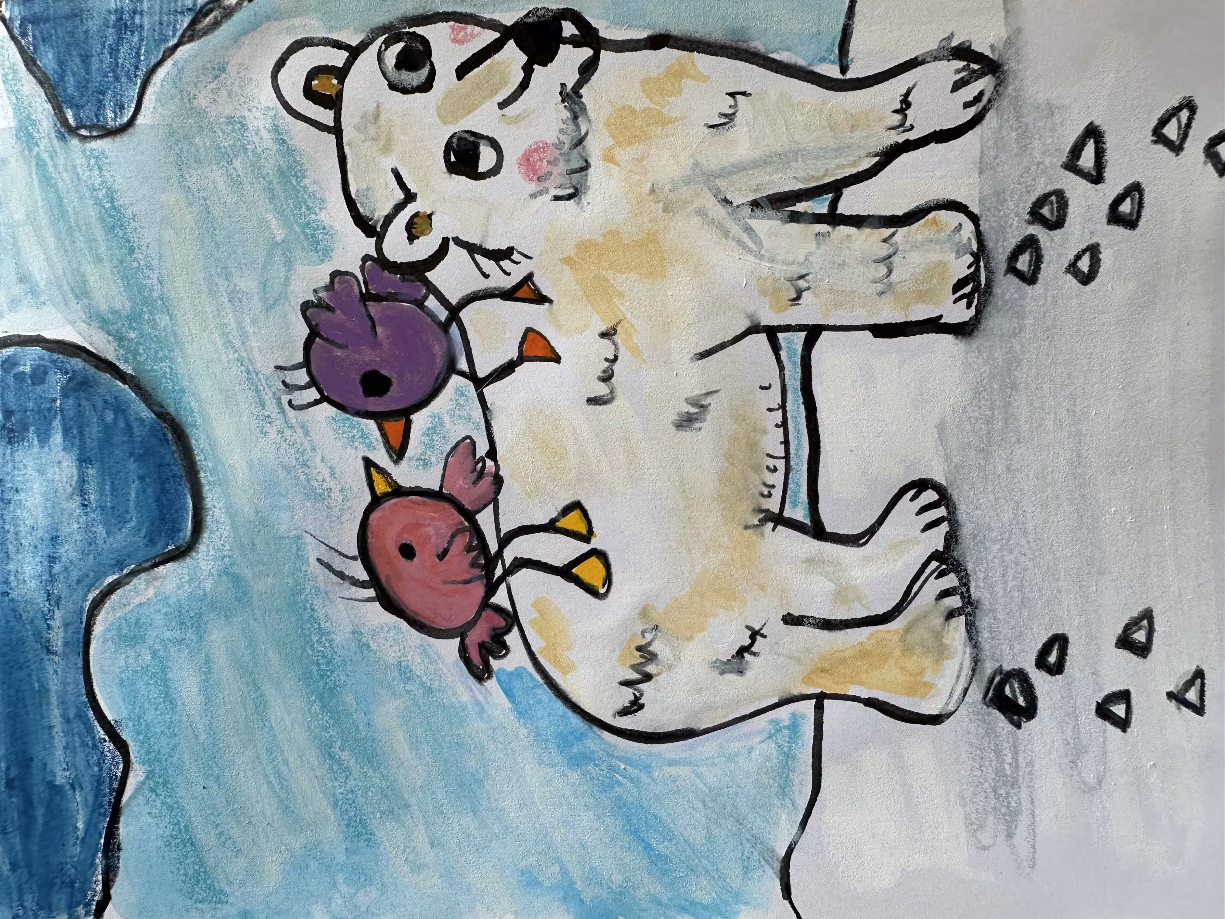 Tiny and Teyeny meat a polar bear