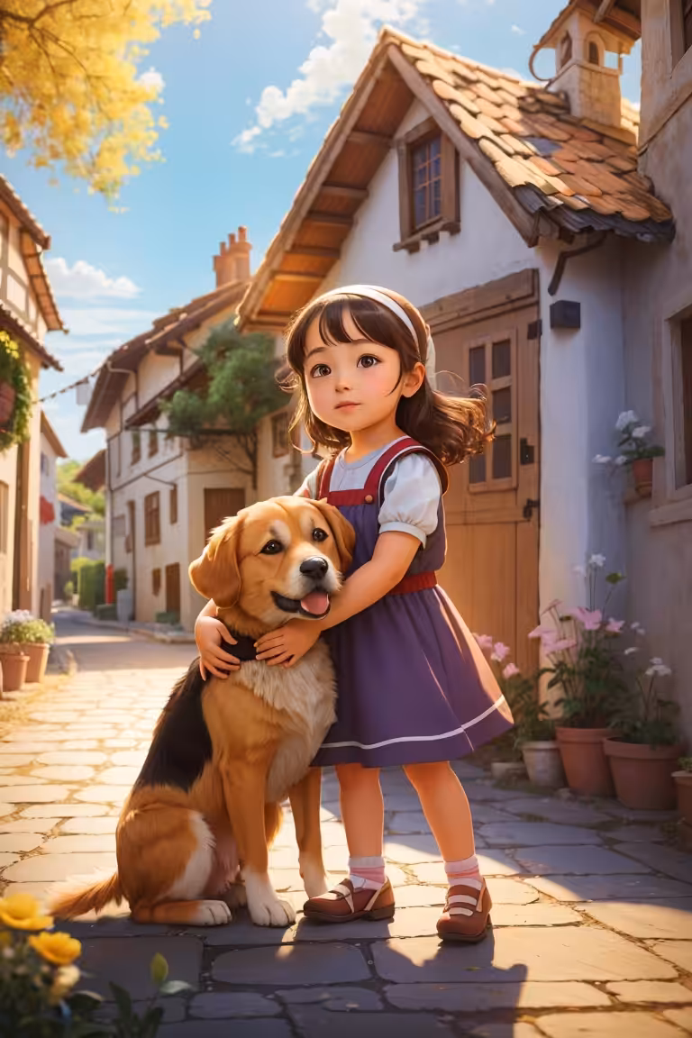 Girl with a puppy