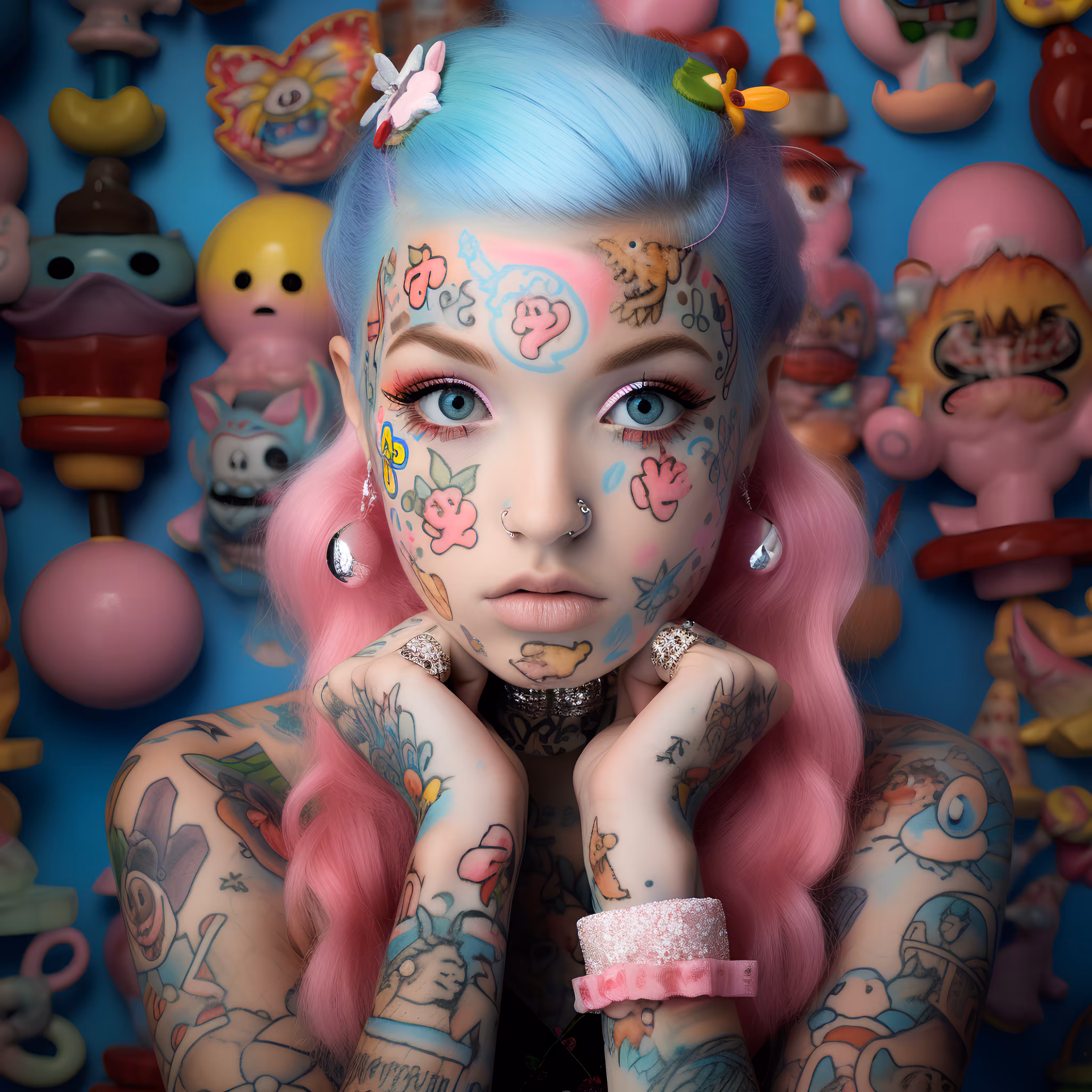 Kawaii ao to pinku no kami