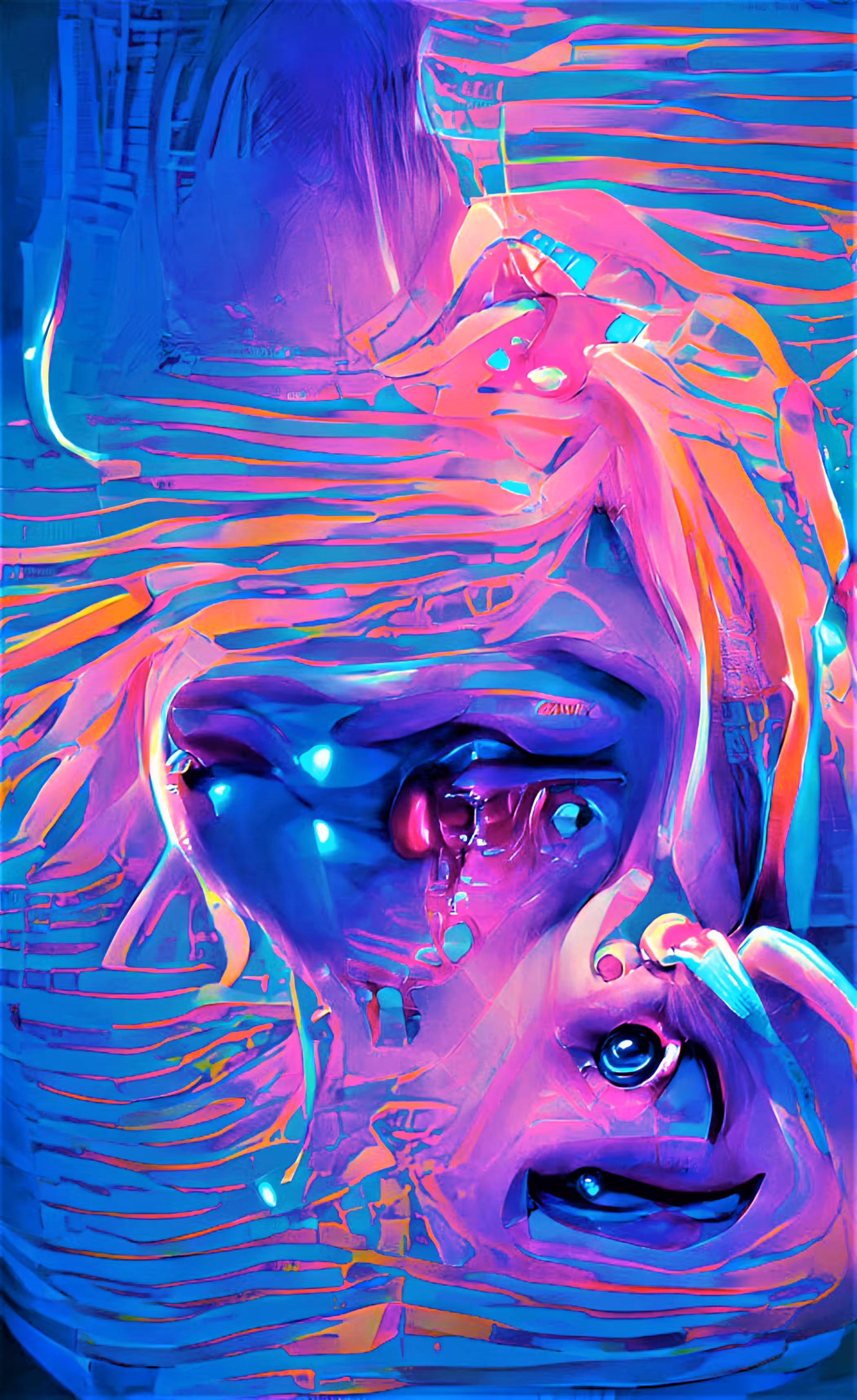 Face behind a curtain