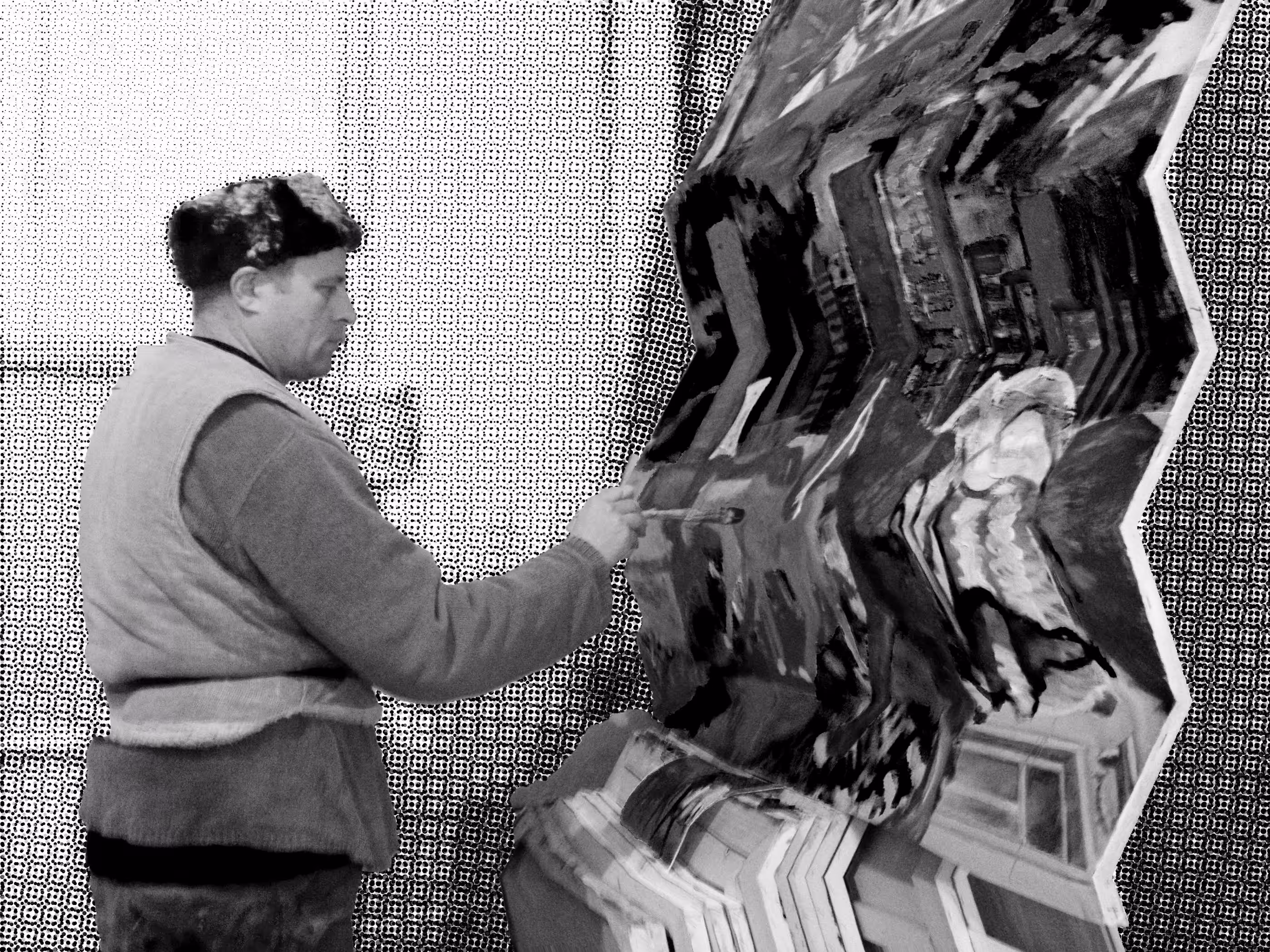 The artist working on the three dimensional space