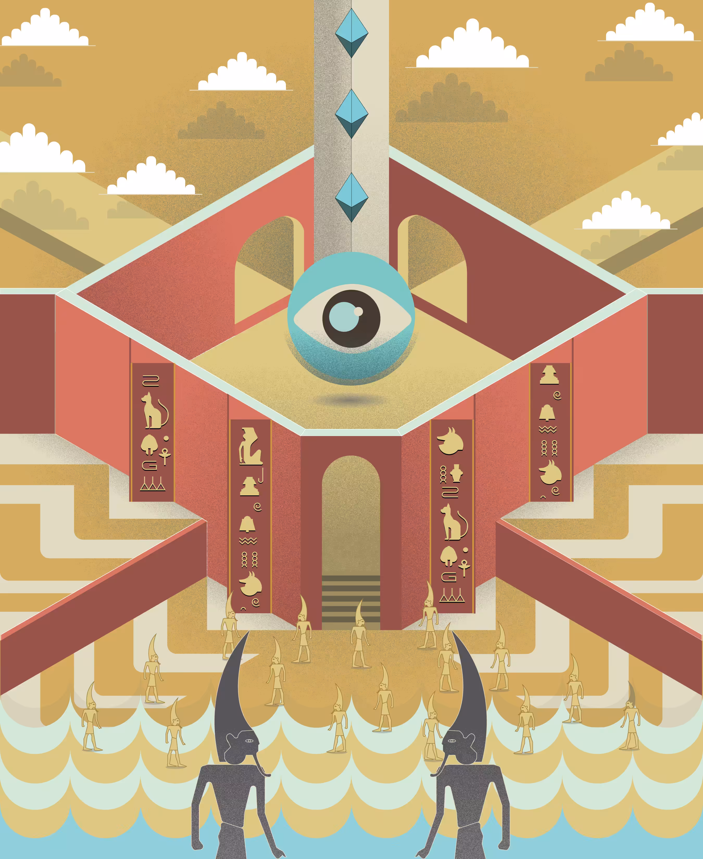 under His eye