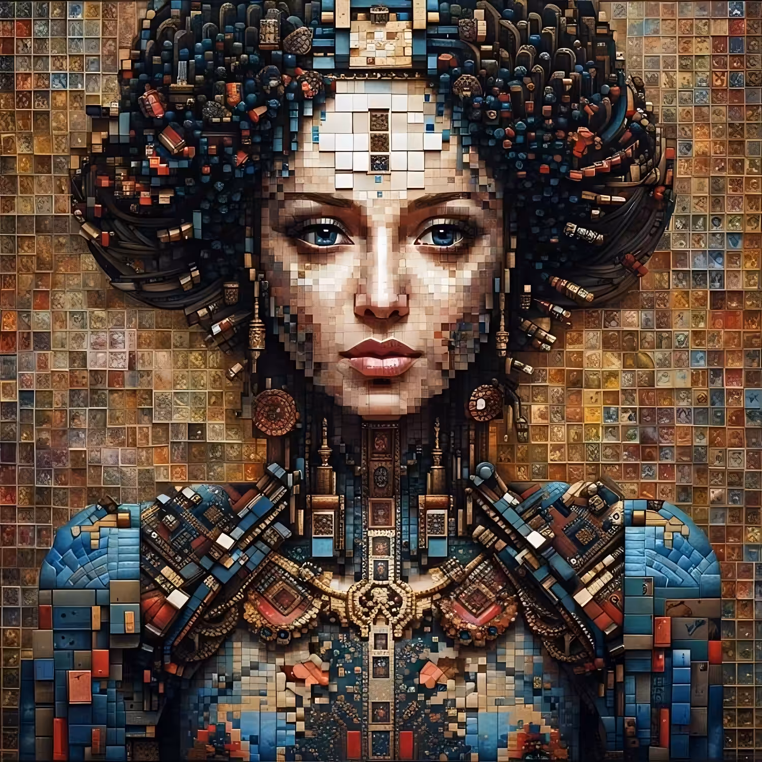 The mysterious wall: Mosaic and pixel face