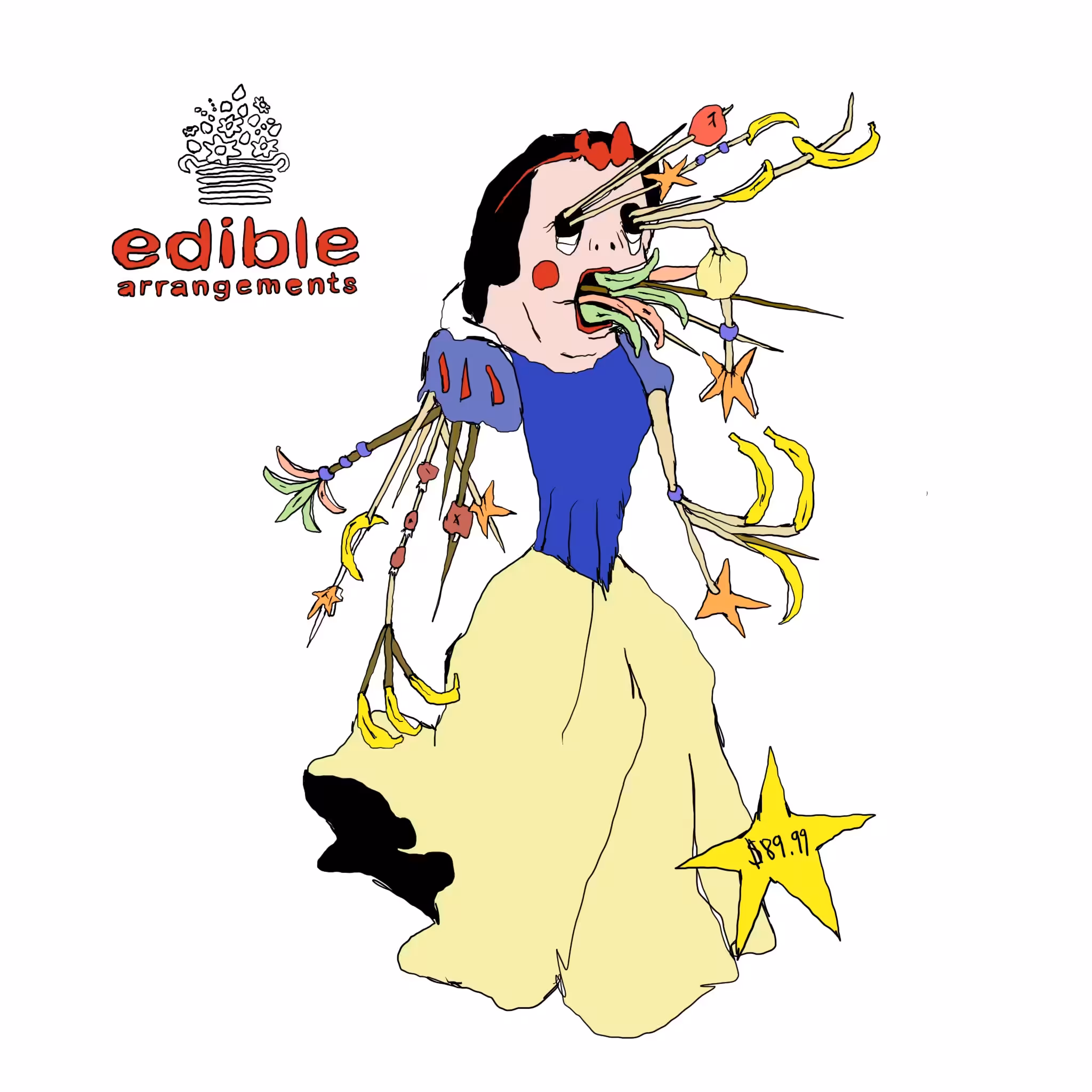 your favorite disney princess reimagined as an edible fruit arrangement 