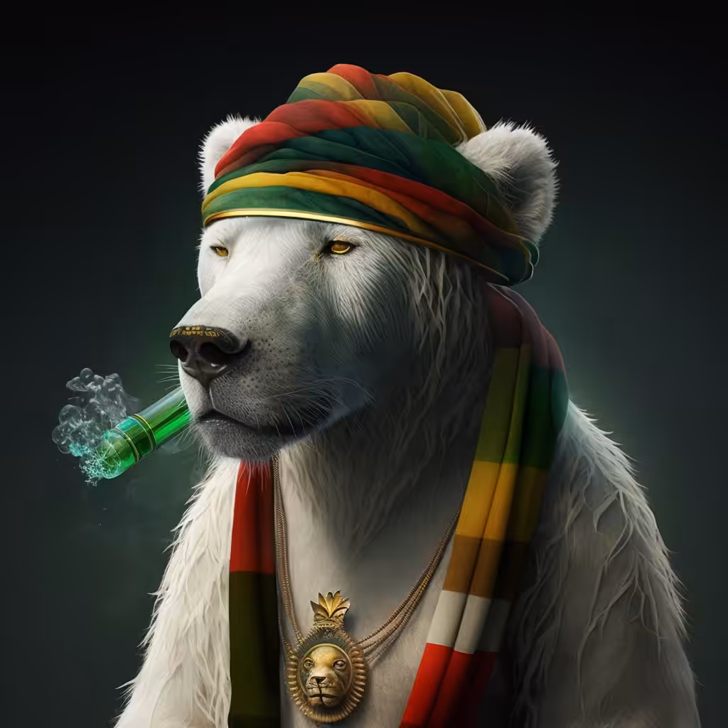 Psychedelic Art: Rasta Polar Bear