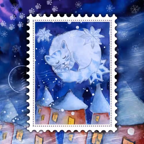 Abstract cats stamps