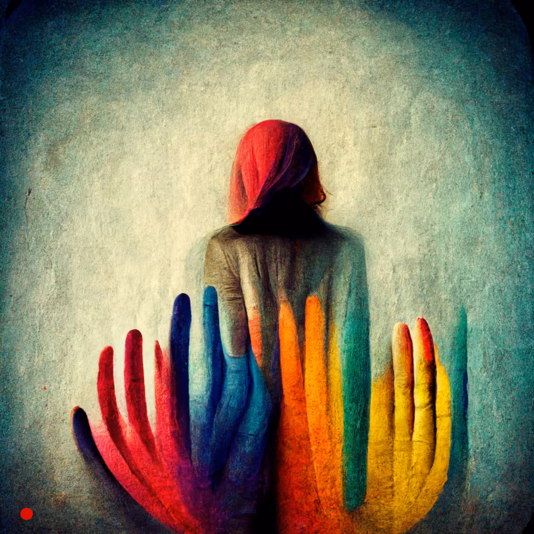 Person with many colorful hands U2