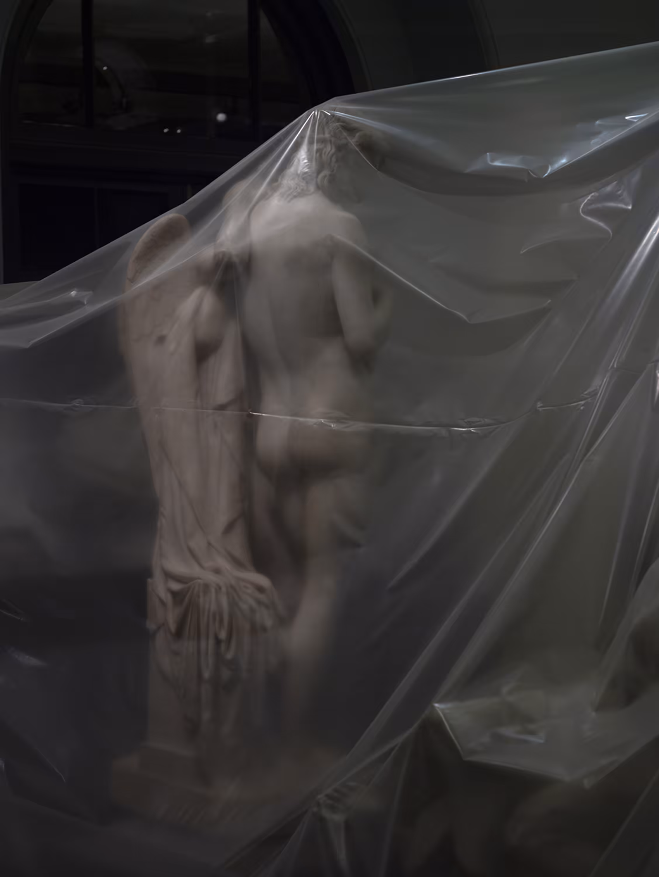 Shrouded Sculpture #3 (Cupid kindling the torch of Hymen by George Rennie), 2021