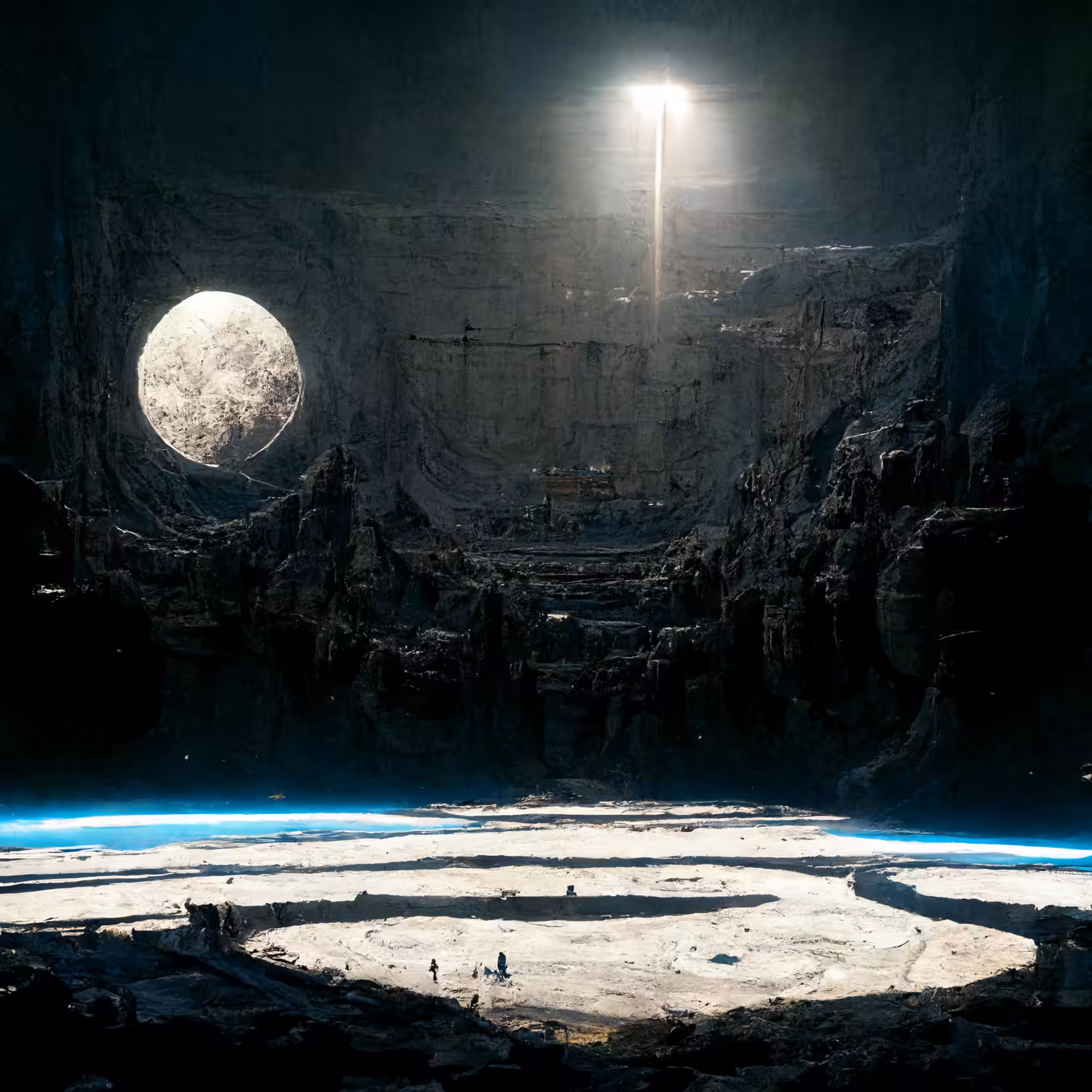 The Moon & black mountains