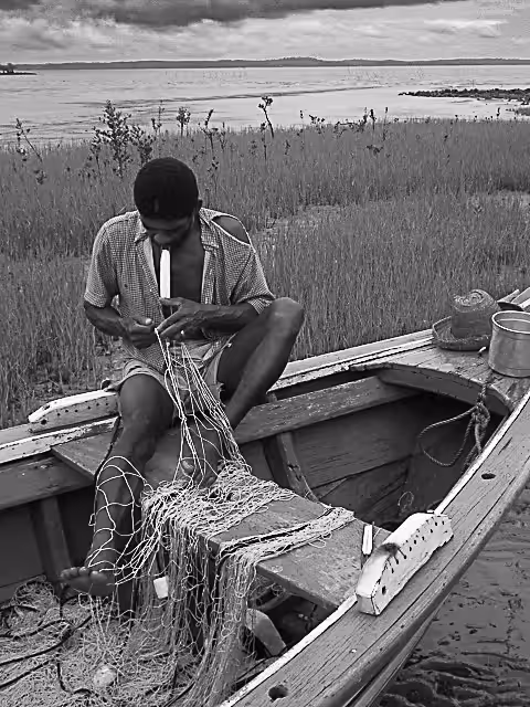 Fishing Net Under Maintenance