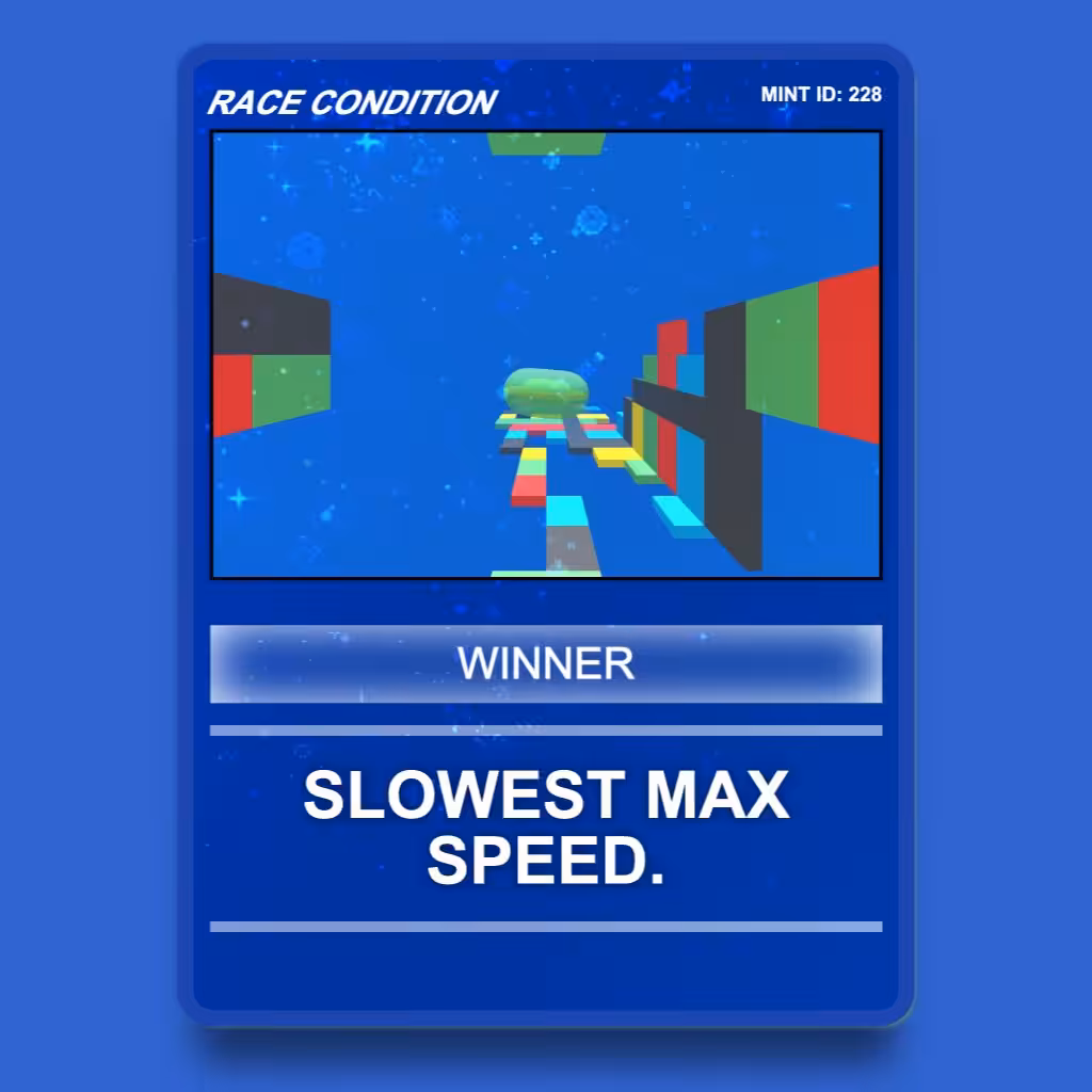 Slowest Max Speed. – Race Condition Winner