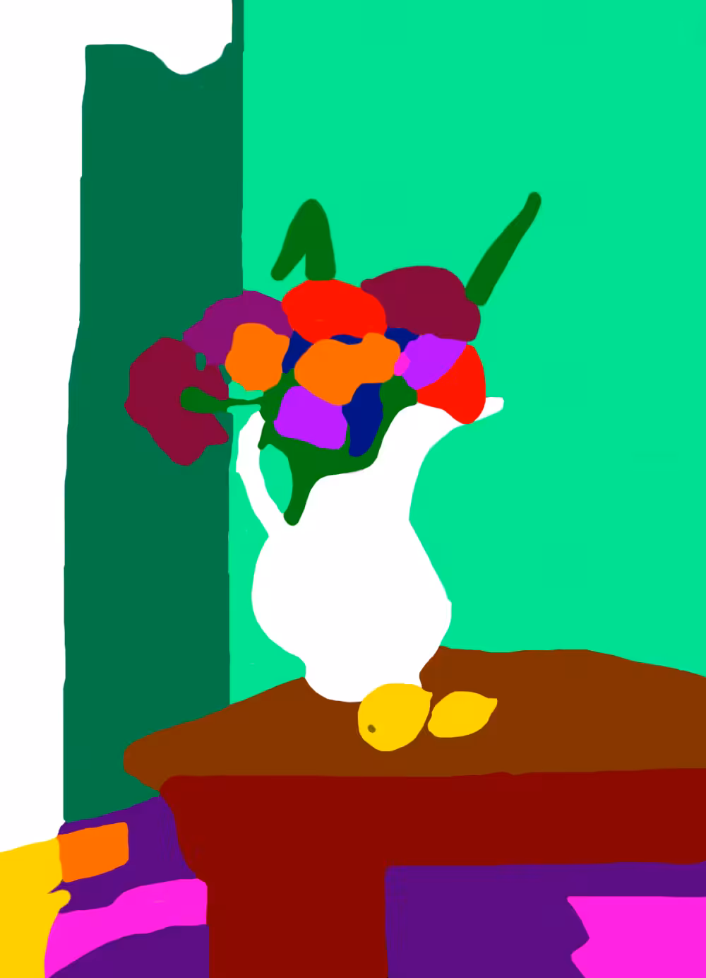 "Le vase blanc et son bouquet"