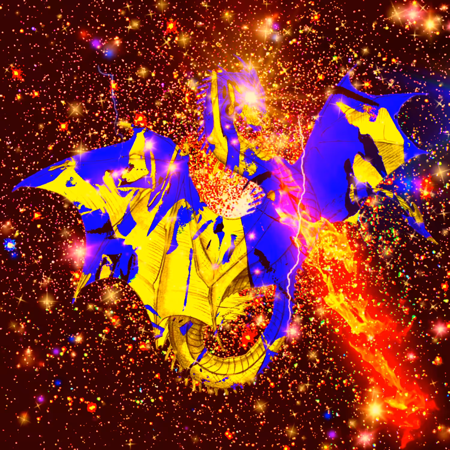 Patterned Duragon yellow and blue