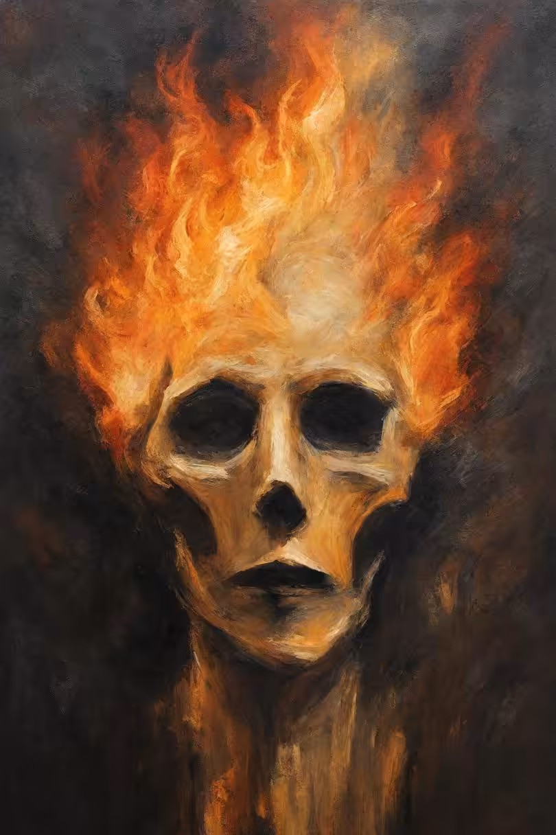 The burned face