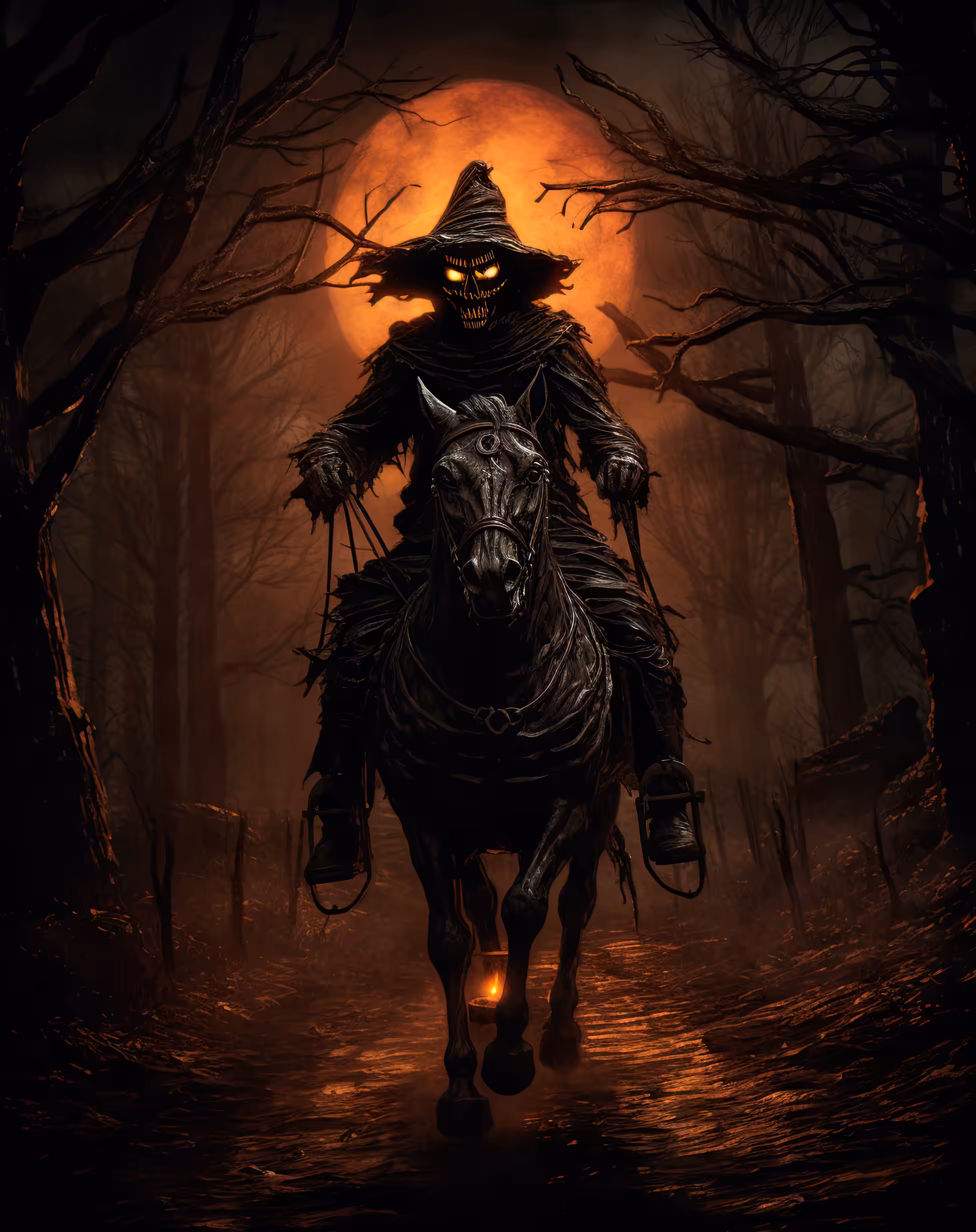 Cabeza de calabaza en caballo
