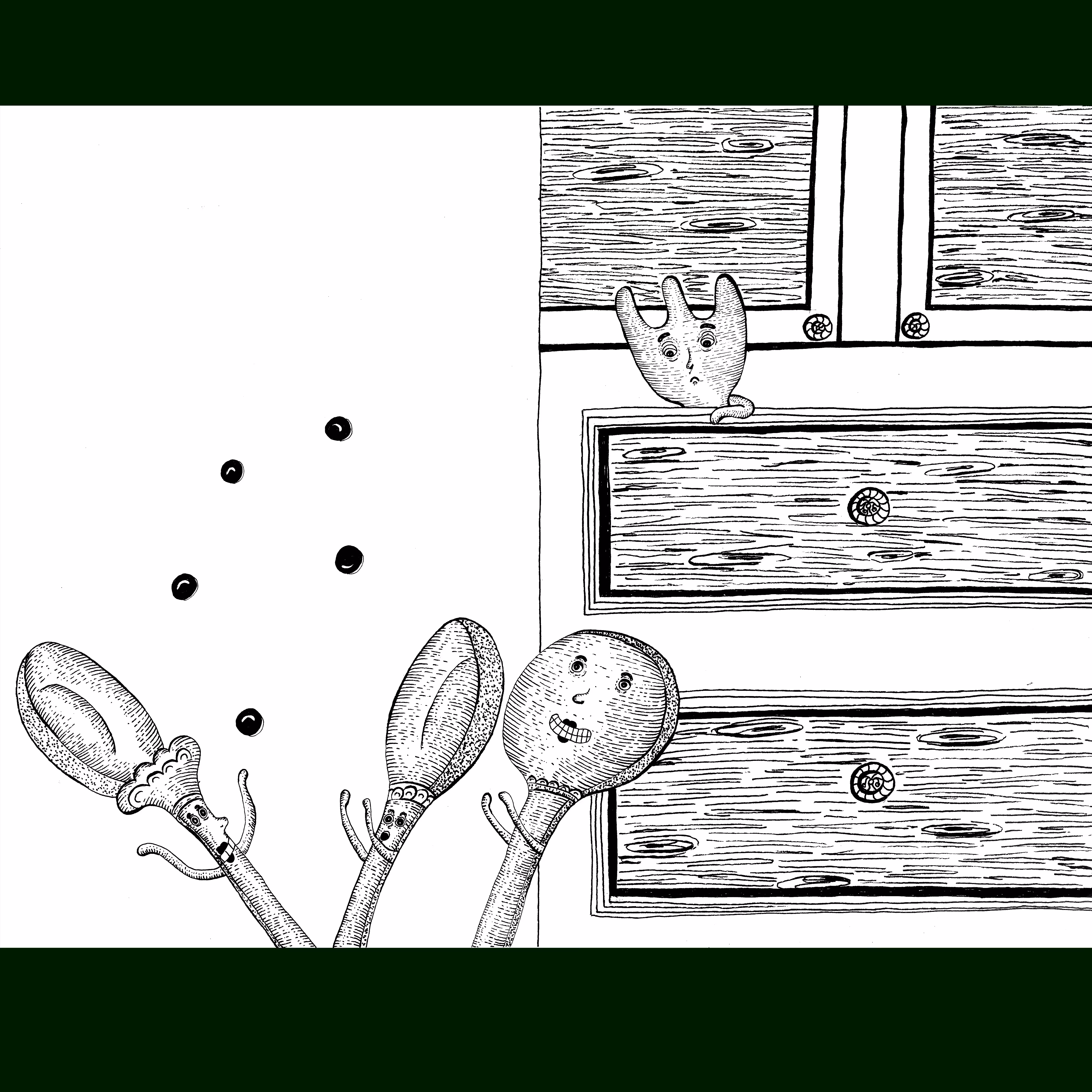 Sad Spork staring at the spoons