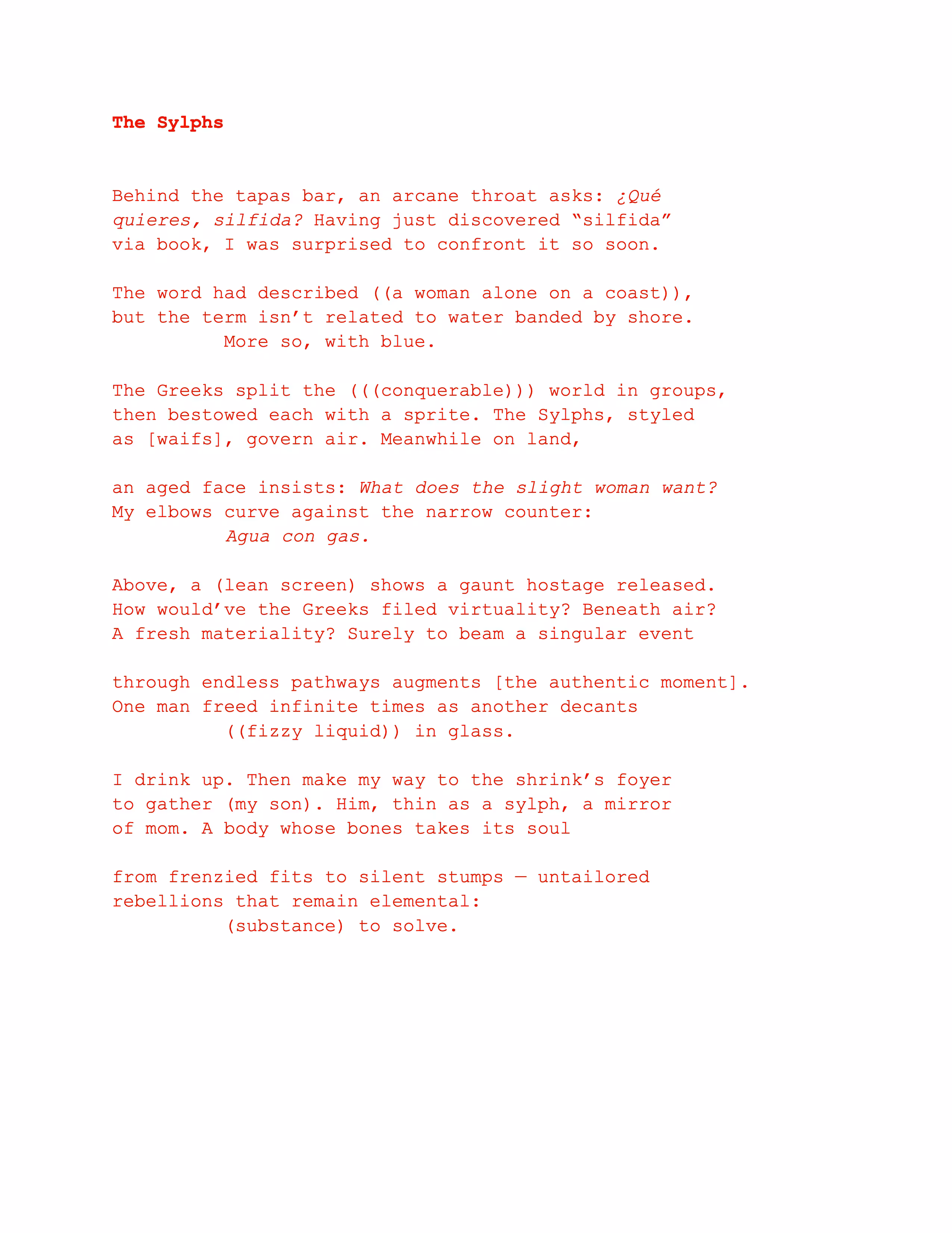 The Sylphs: Poem by Ana María Caballero