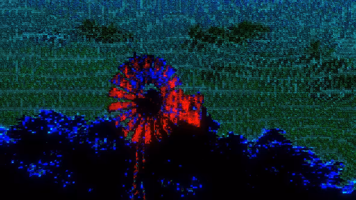 Pixelated R/G/B windmill glitch