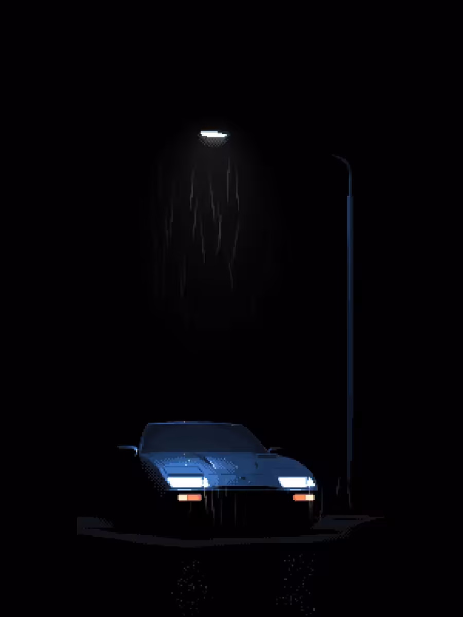 The car under the lamp.