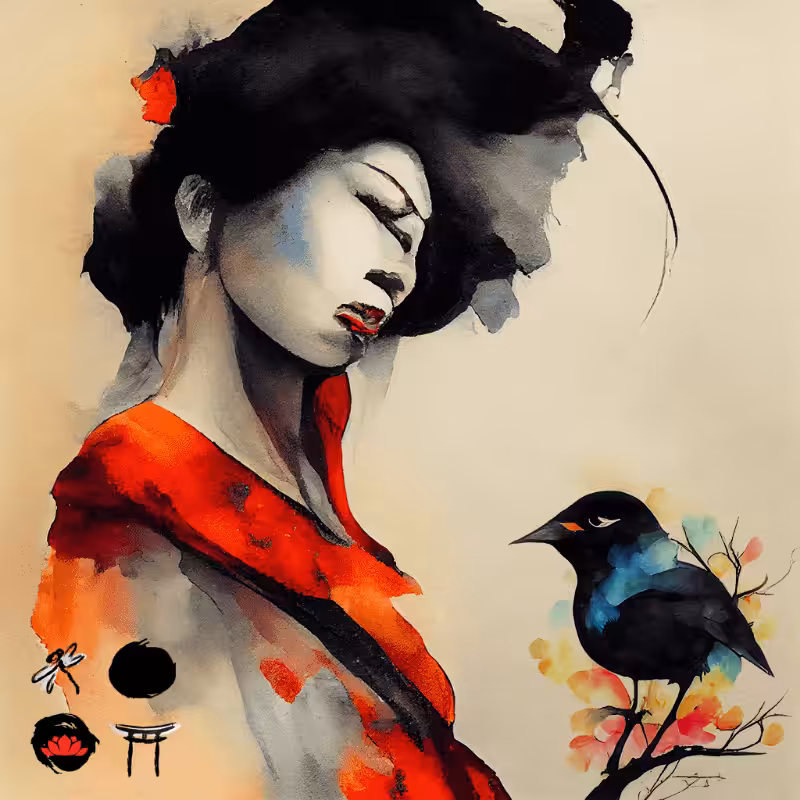 Geisha And Bird #12