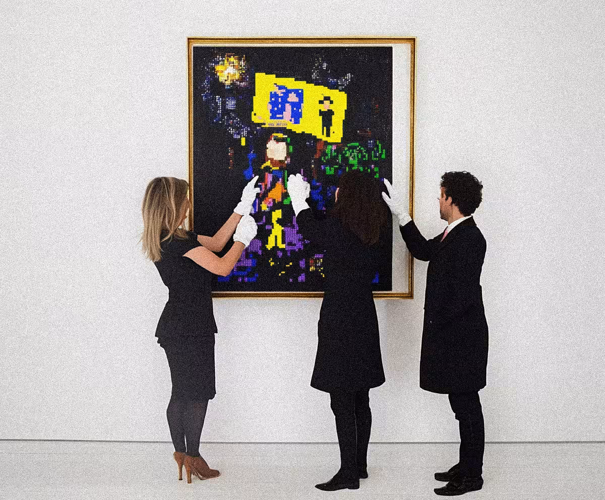 NO RULES APPLIED: Dealer shows collectors how to properly touch the painting