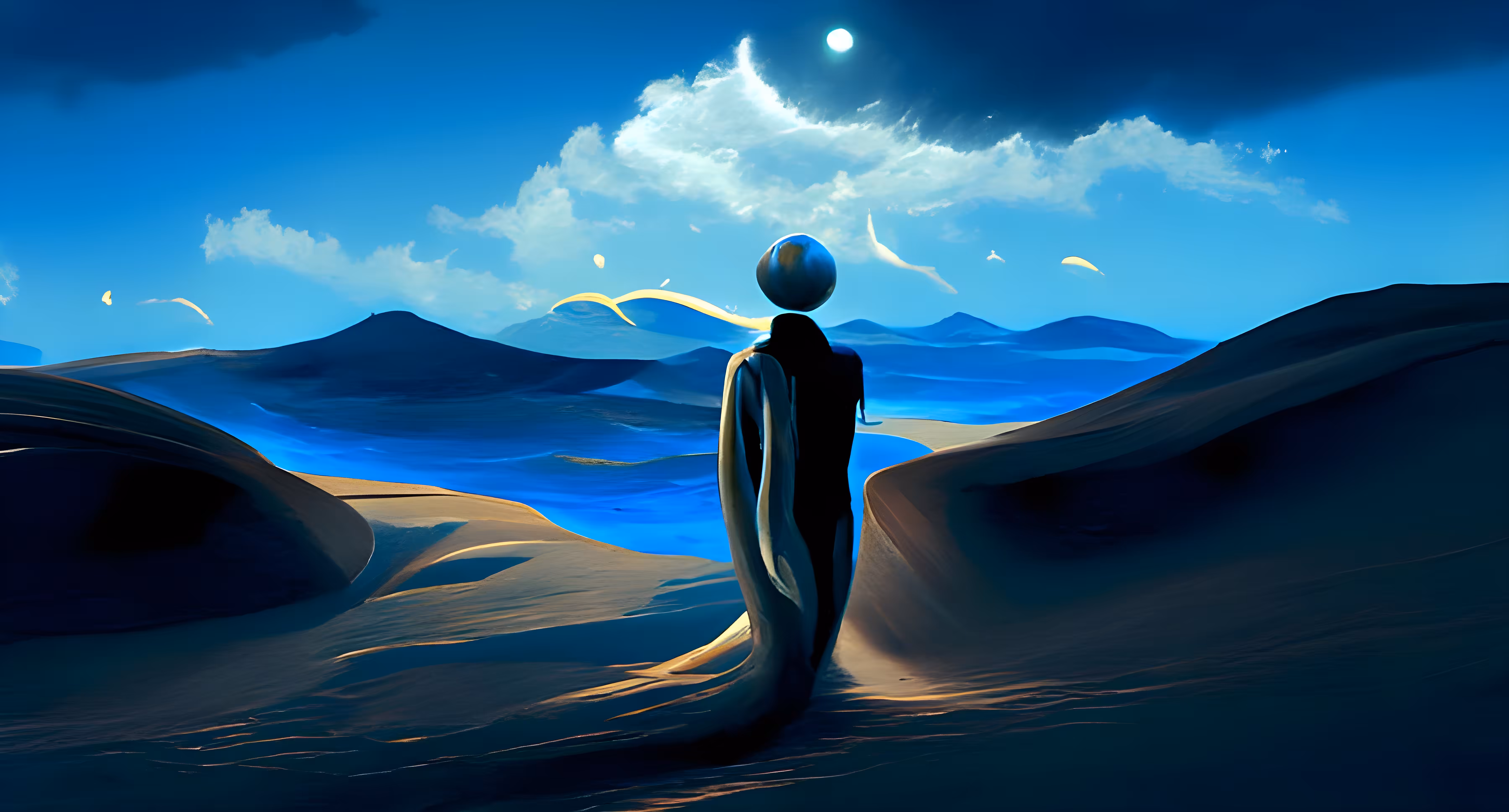 Man is alone in a deserted world