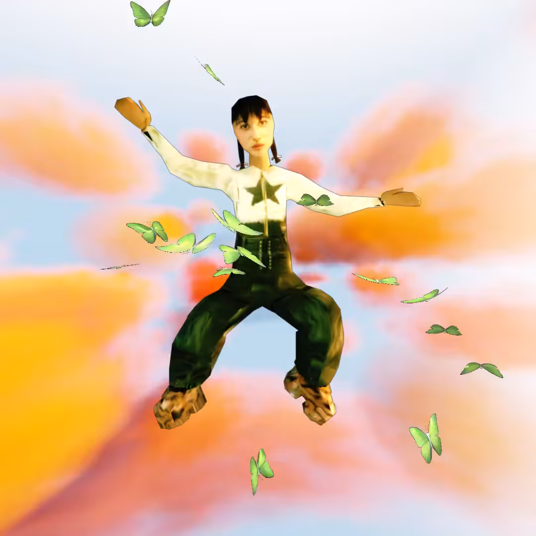 Cloud #5: The Warm Sky Star Character With the Green Butterfly.