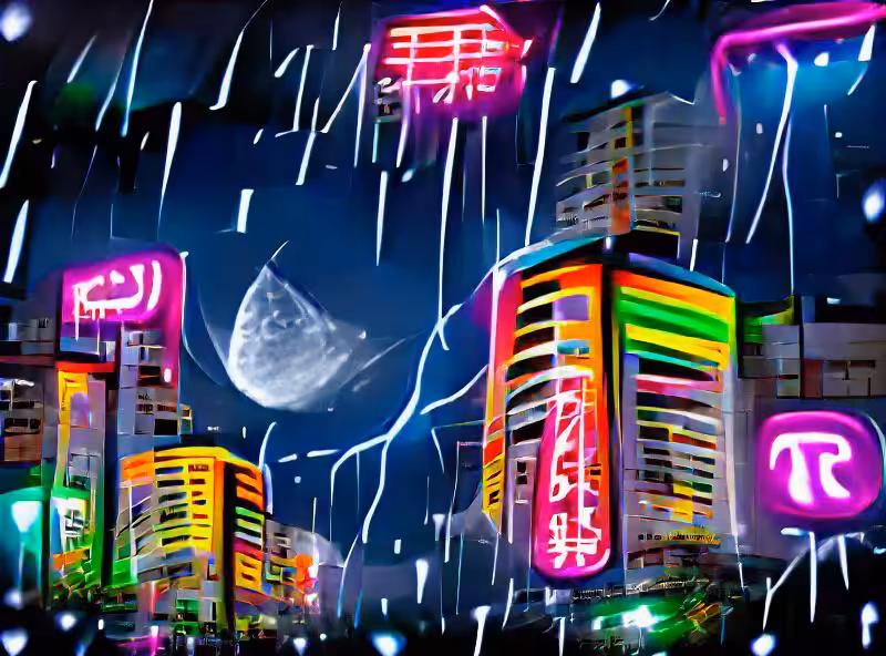 tokyo moonlight raining neon lights