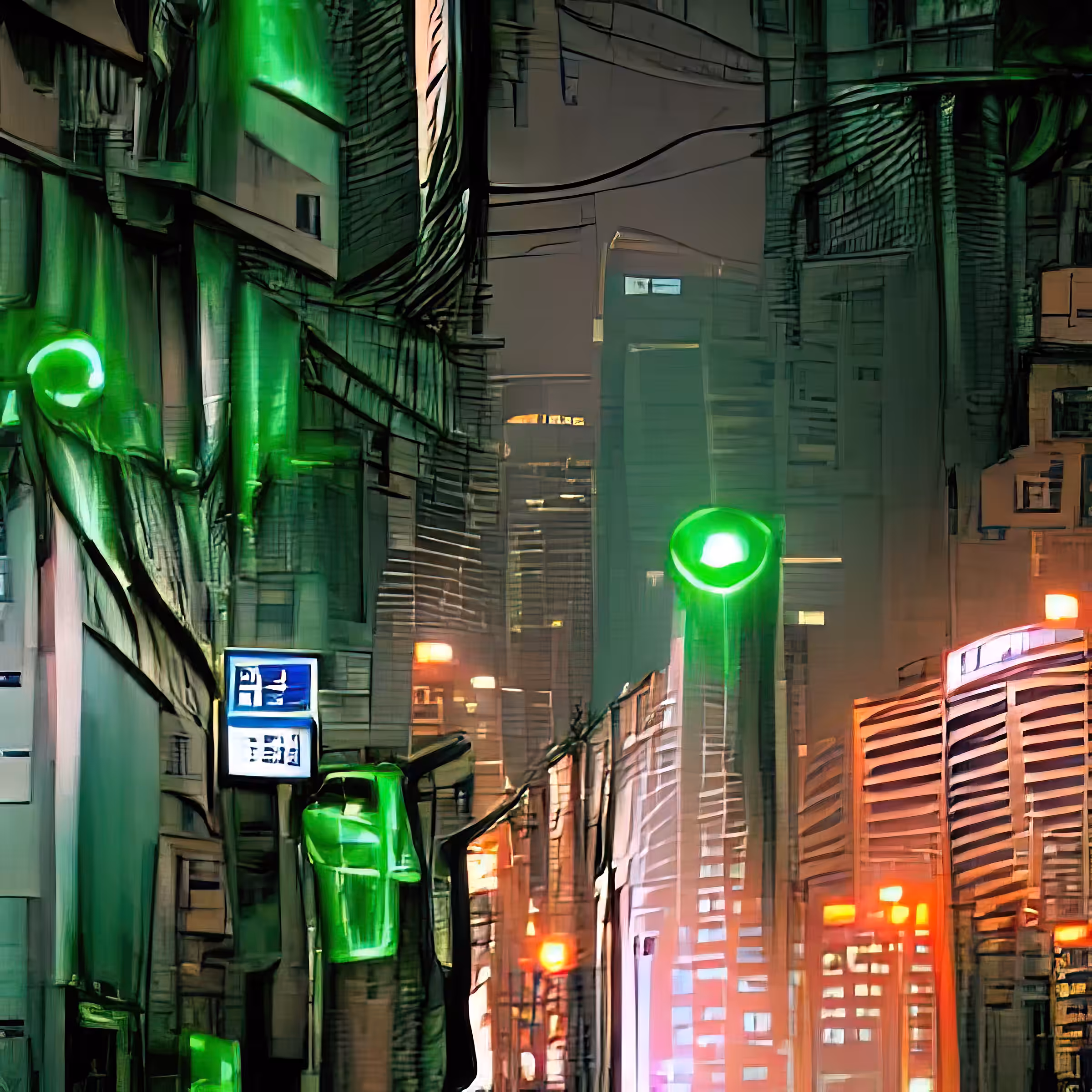streets of cyberpunk city green light btppeNDavszq7BNiaAZ4