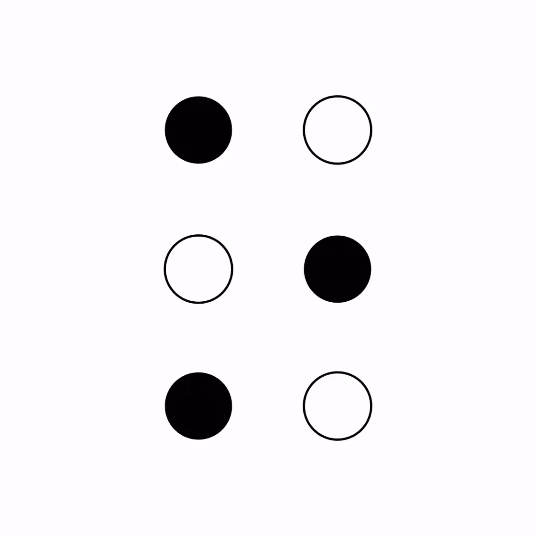 Braille Cells: The Audio/Visual Alphabet With Numbers: Braille Cell: O