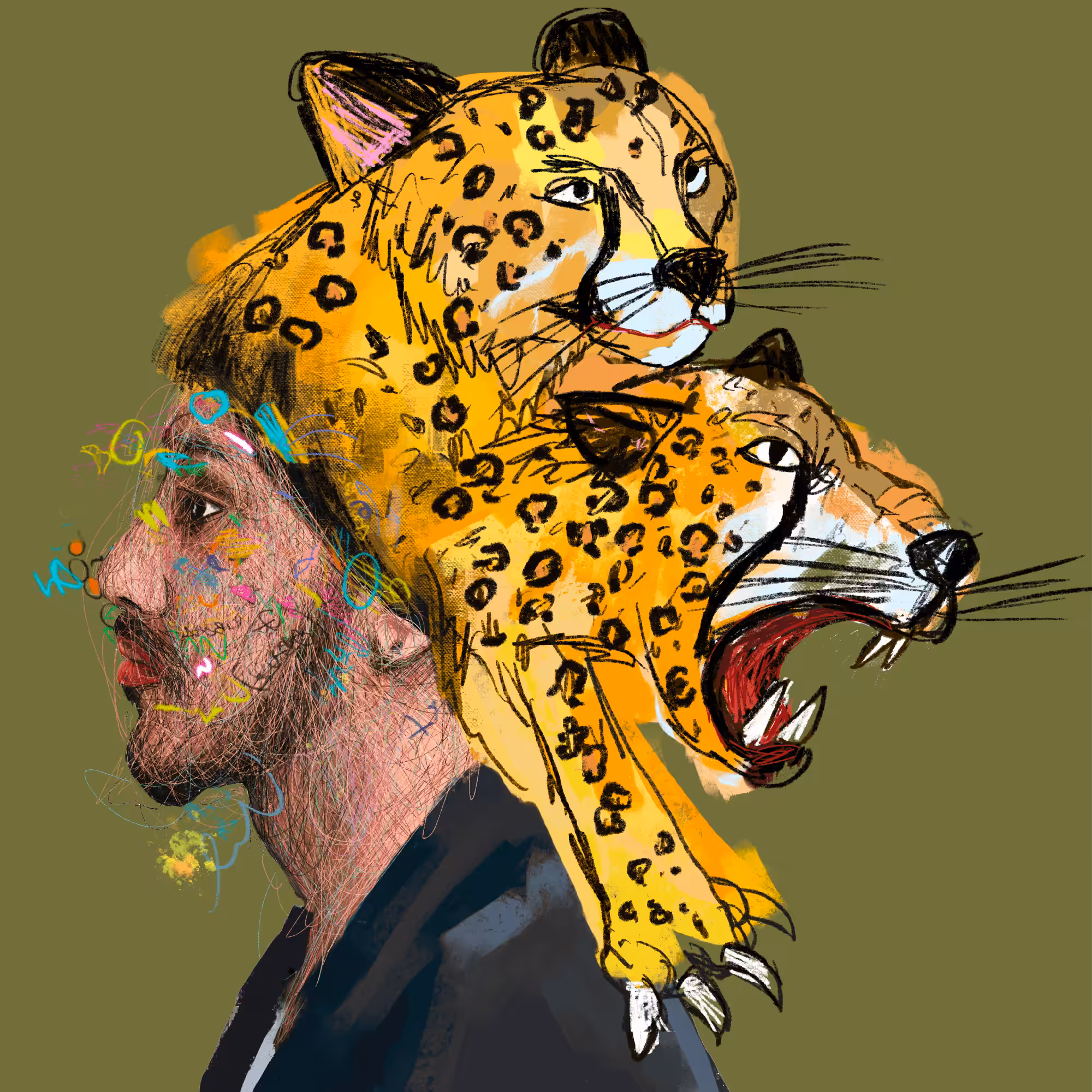 #58 Olive Green Cheetah