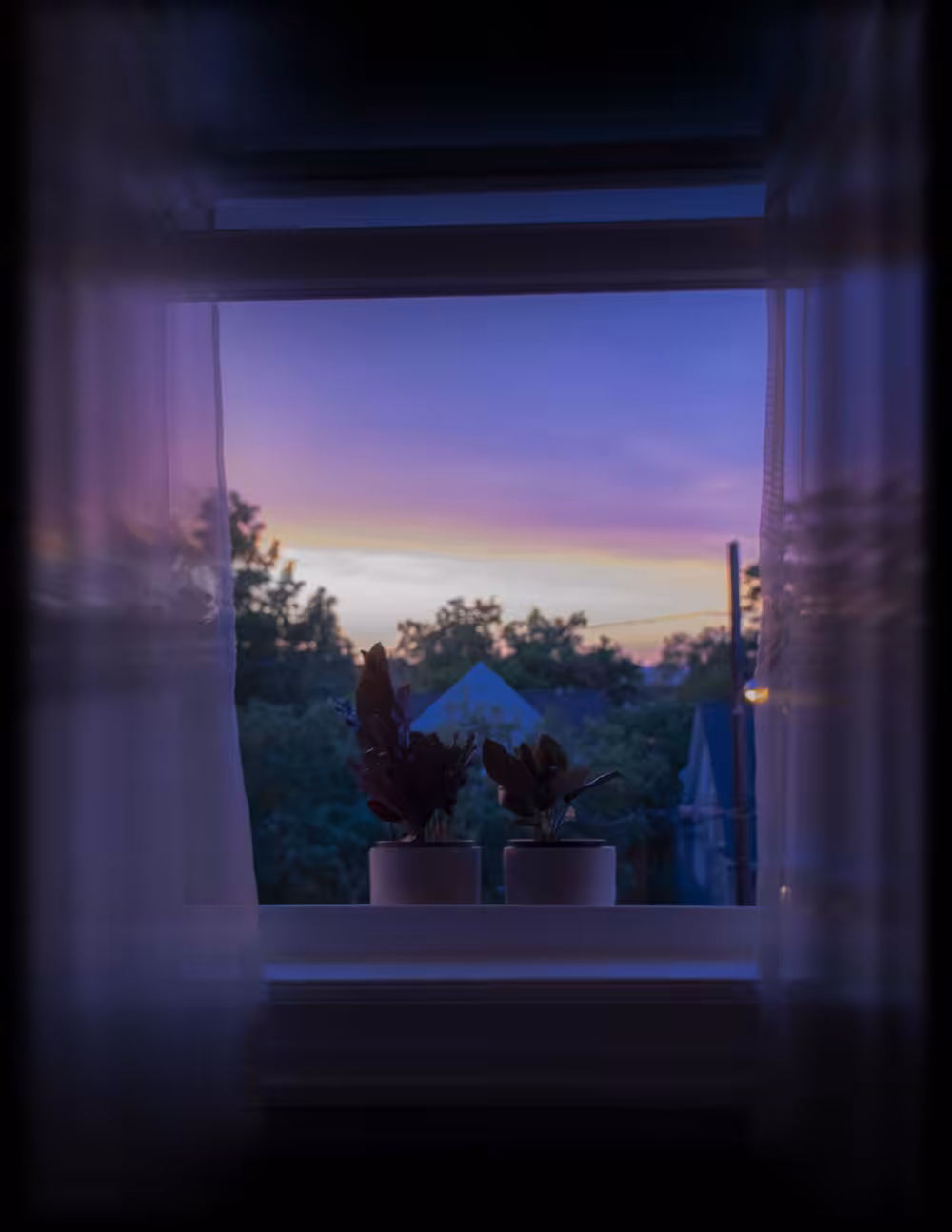 through an open window